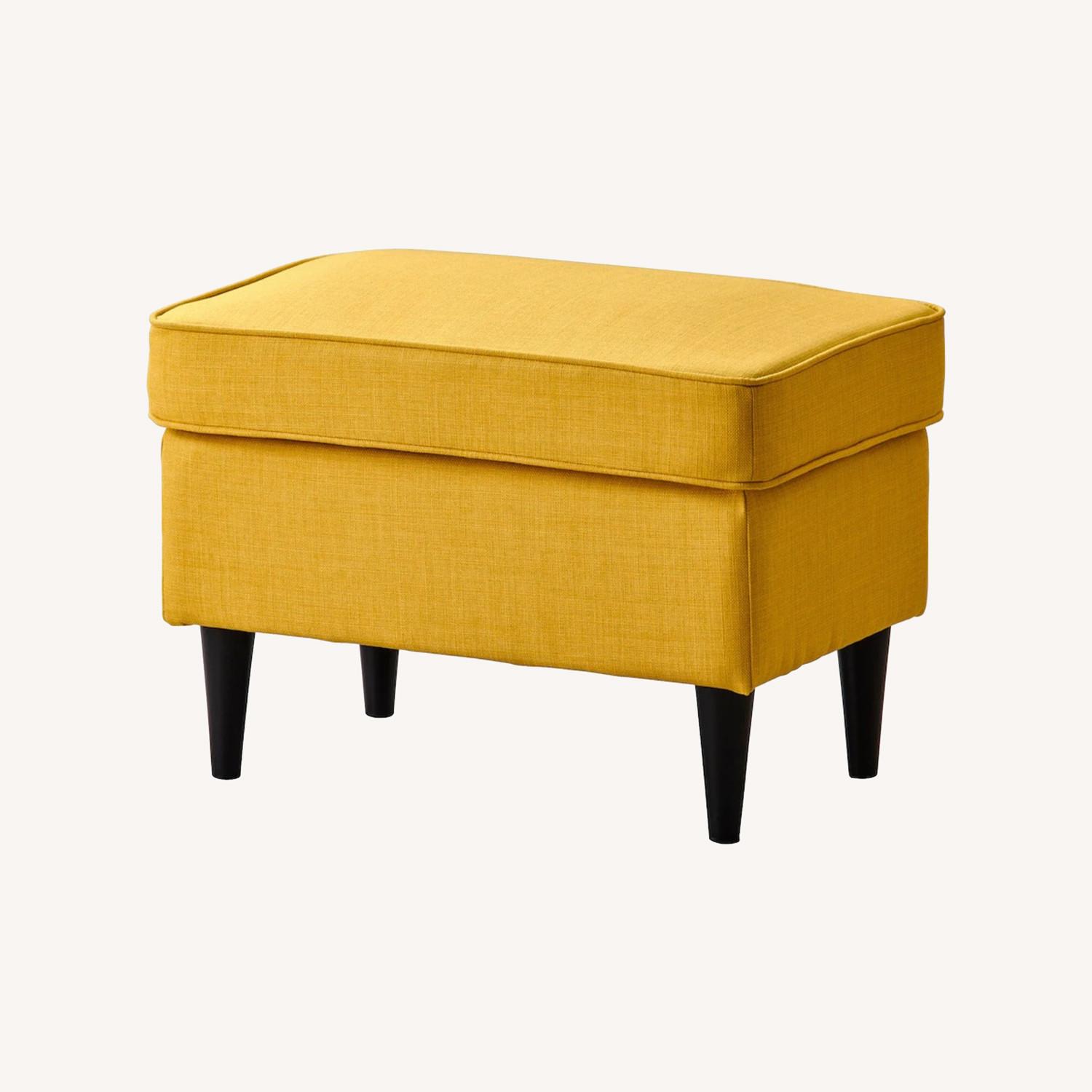 IKEA STRANDMON Yellow Wing Chair + Ottoman - image-6