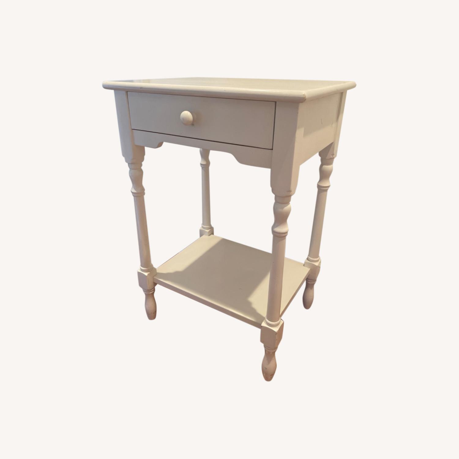Pottery Barn White Bedside Table - image-0