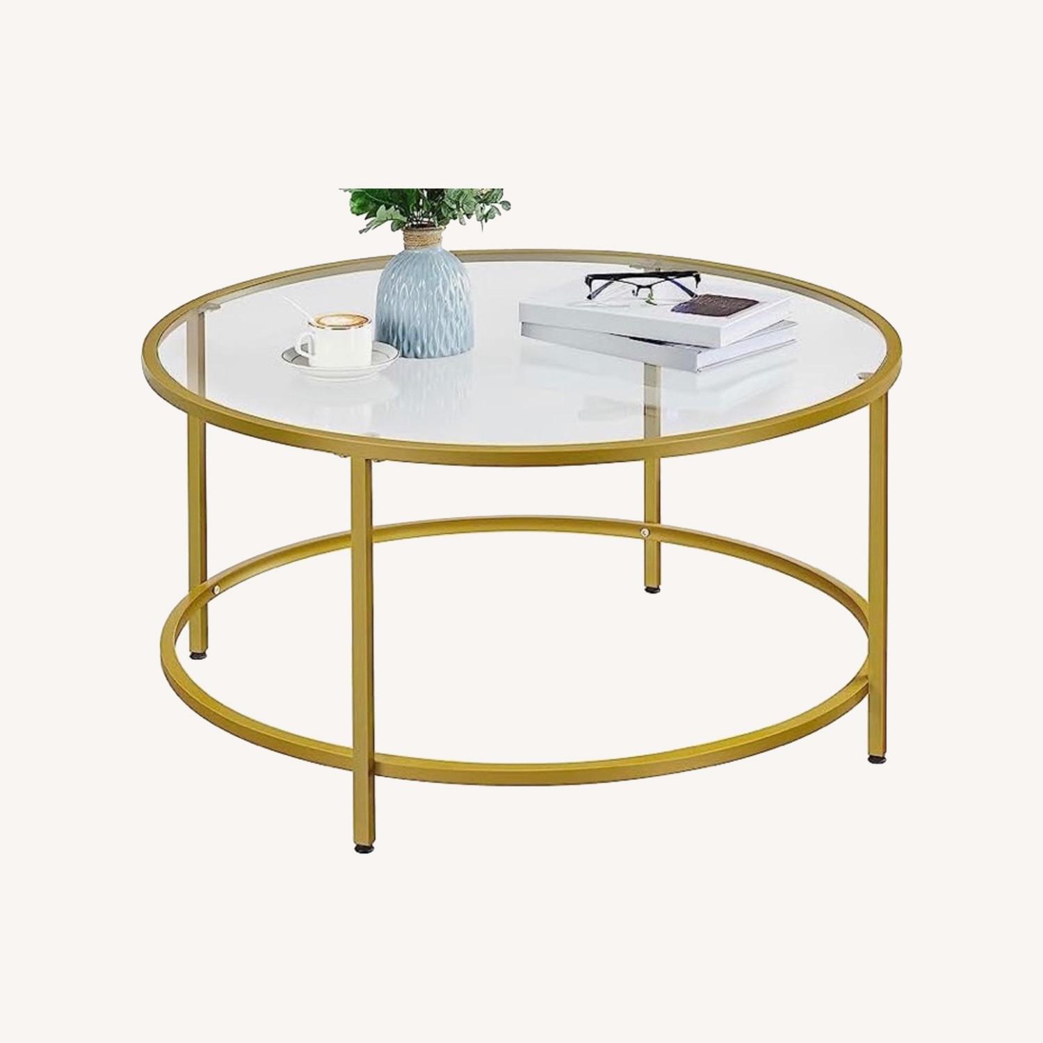 Gold Glass Round Coffee Table AptDeco