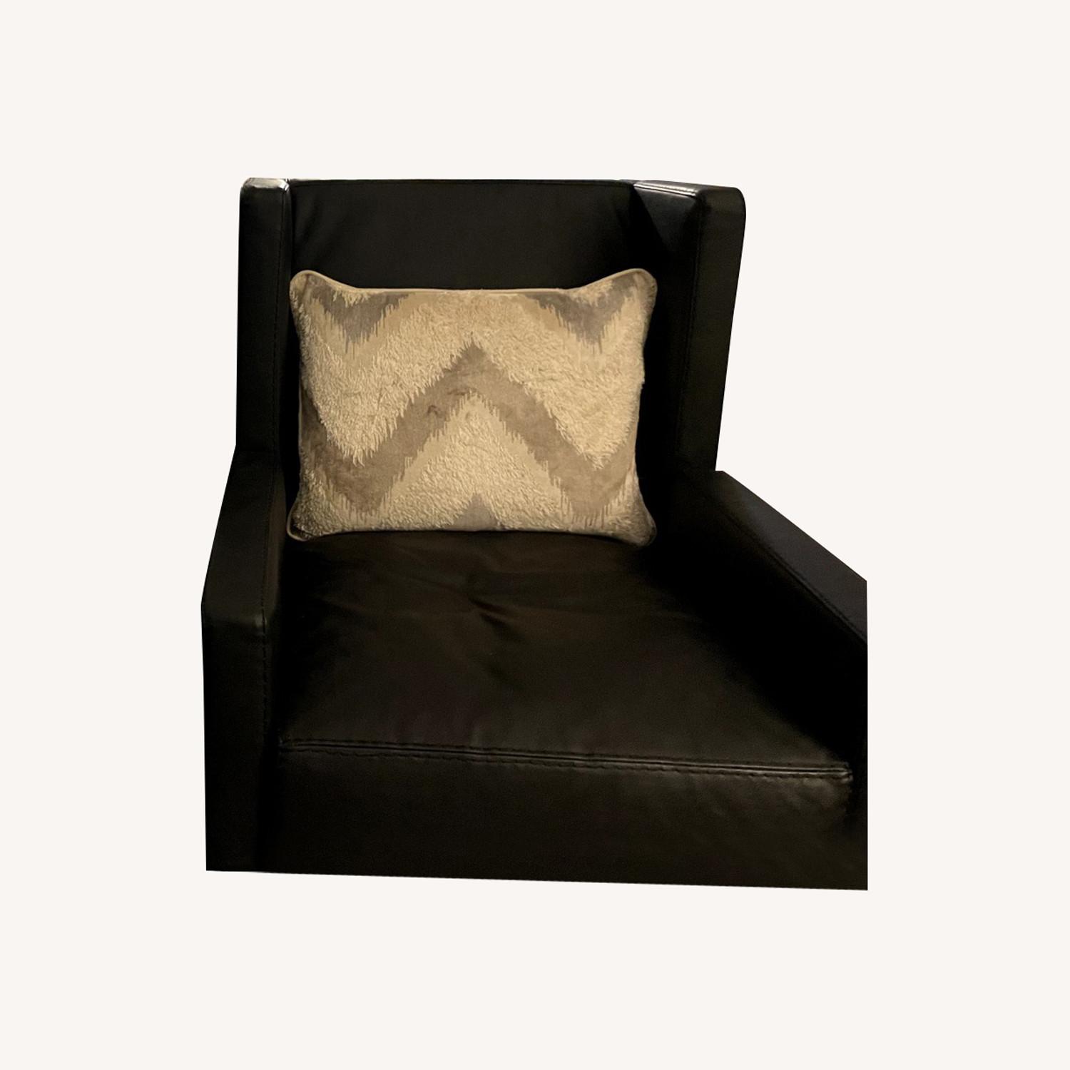 Modern Leather Armchair + Ottoman - image-0
