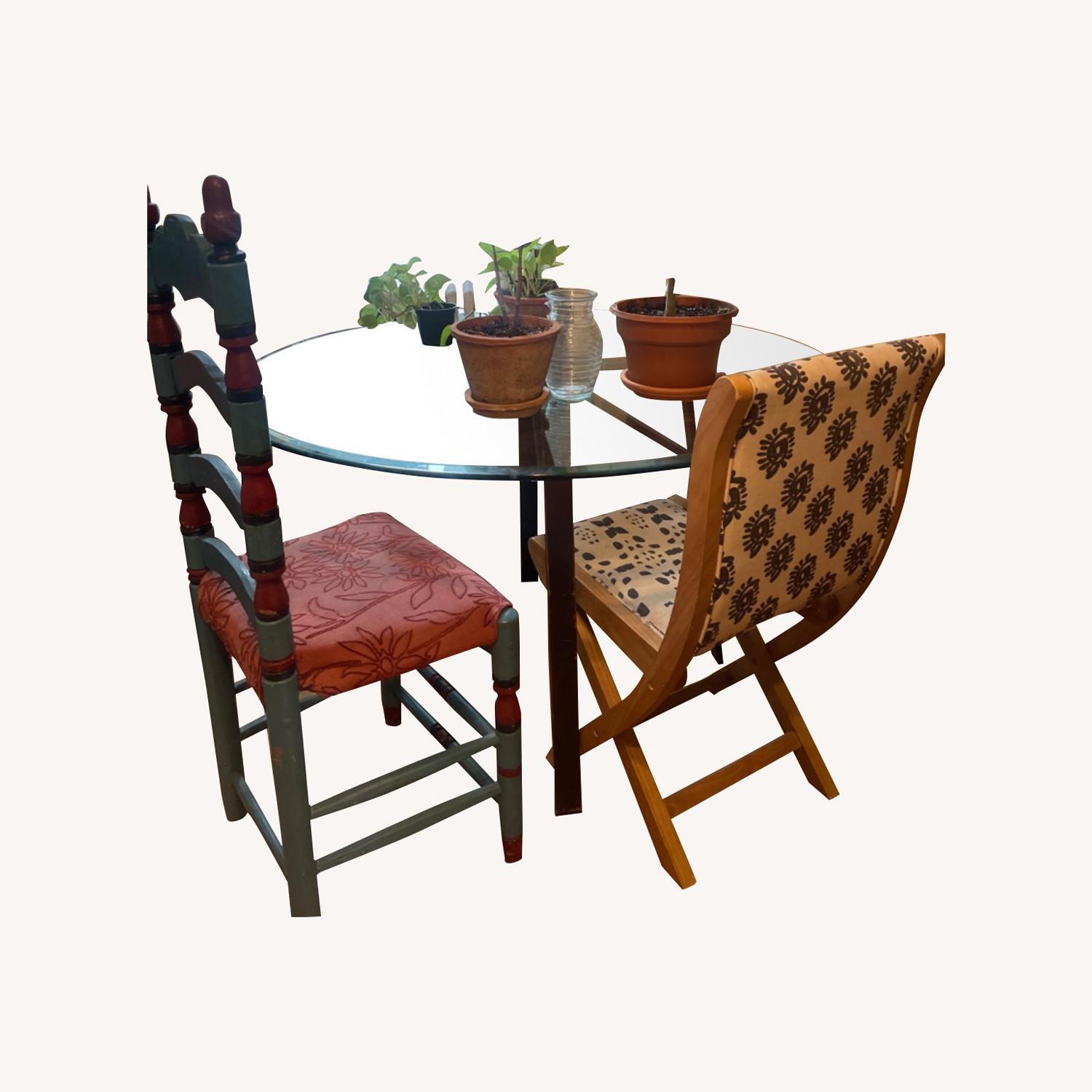 Crate & Barrel Modern Glass Breakfast Table AptDeco