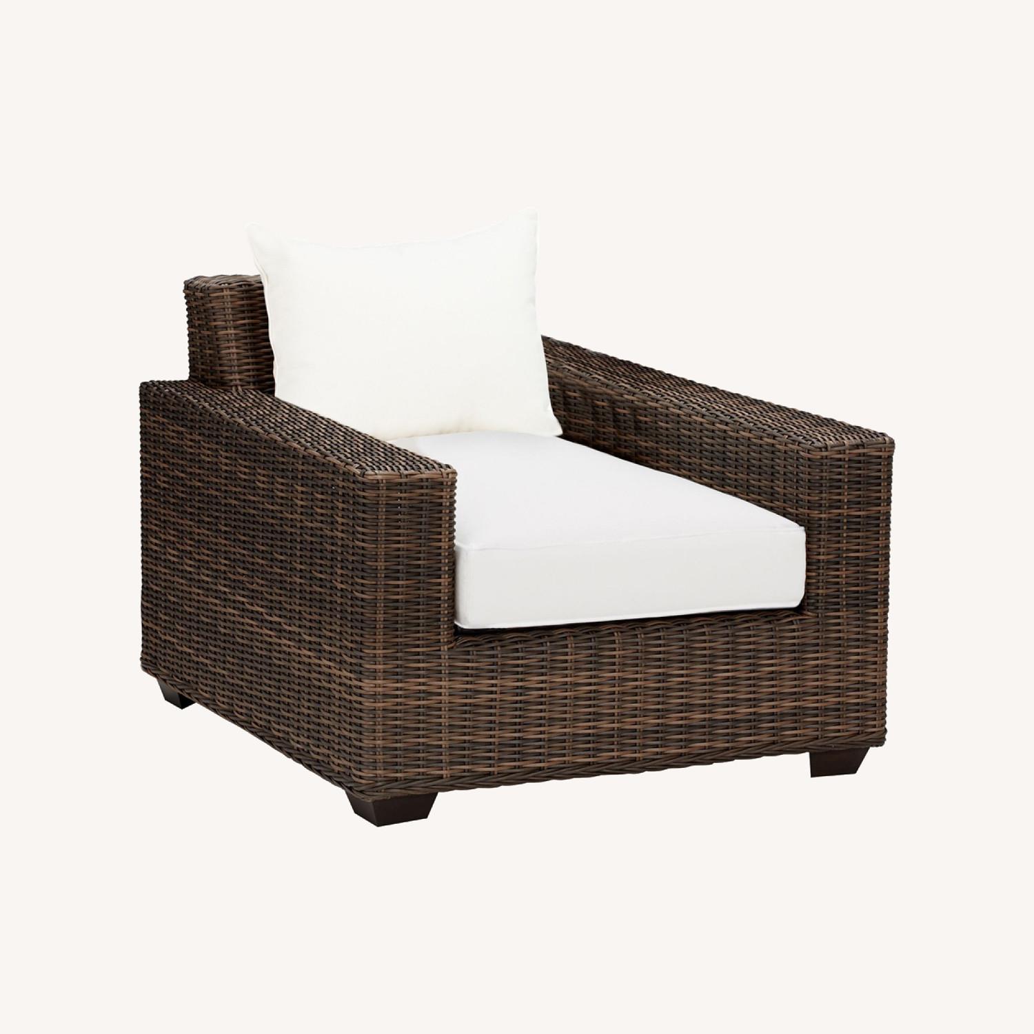 Pottery Barn Torrey Wicker Square Arm Outdoor - image-0