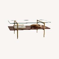 West Elm Art Display Coffee Table Glass Walnut - AptDeco
