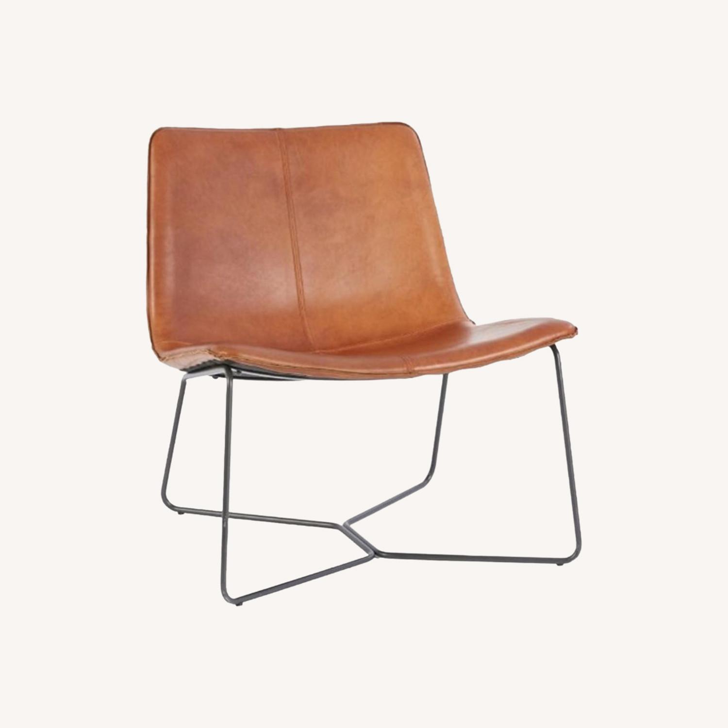 West Elm Slope Leather Lounge Chair - image-0
