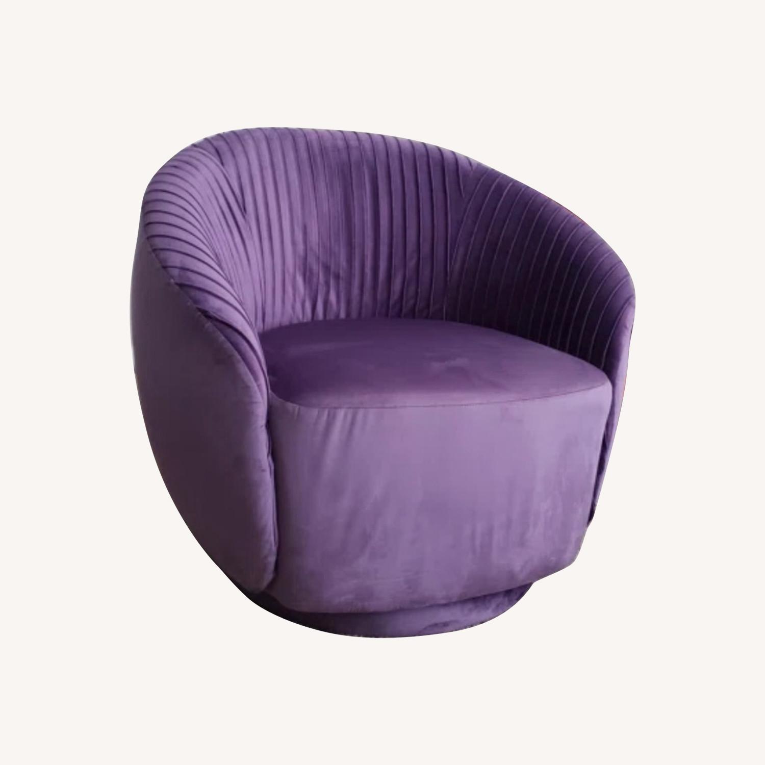 Purple Velvet Swivel Chair - image-0