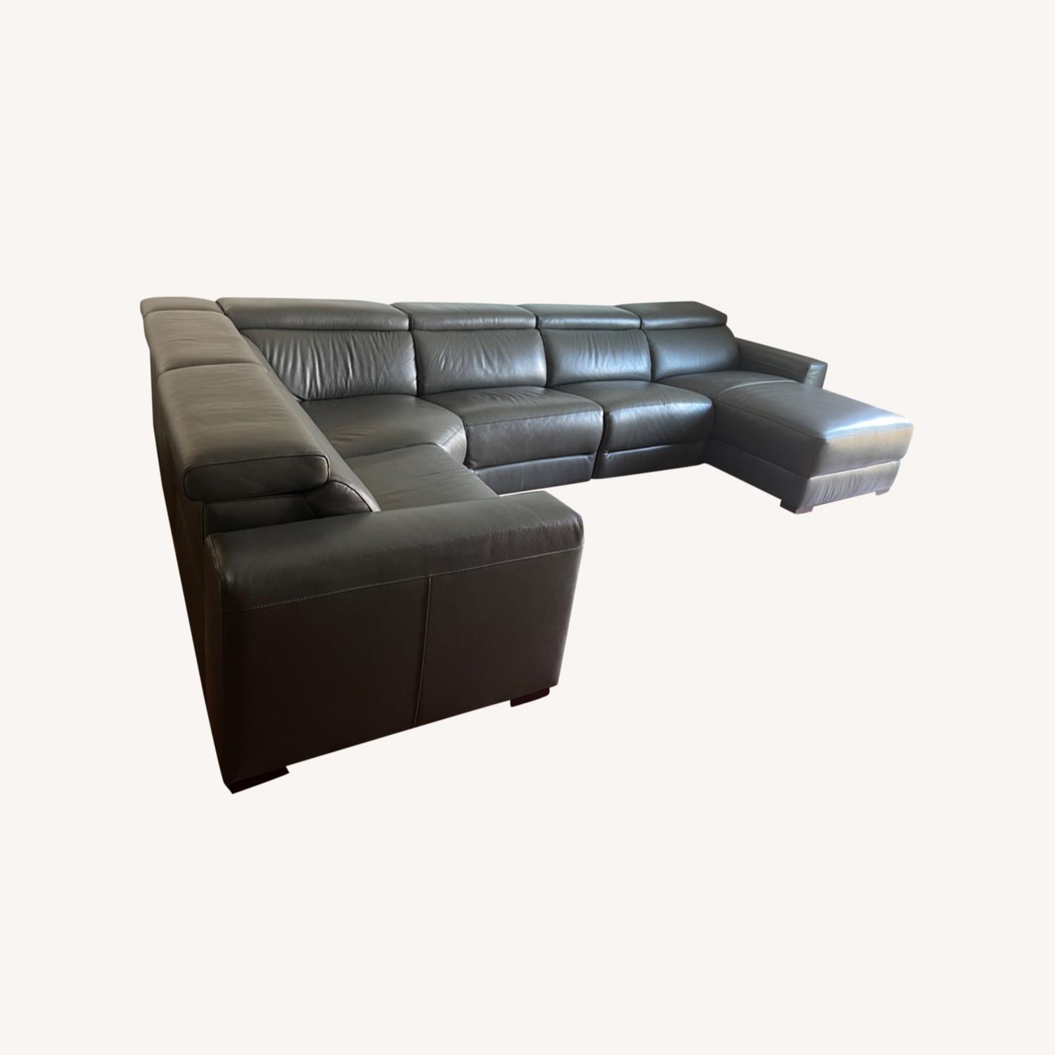 Dark Grey Leather Sectional AptDeco
