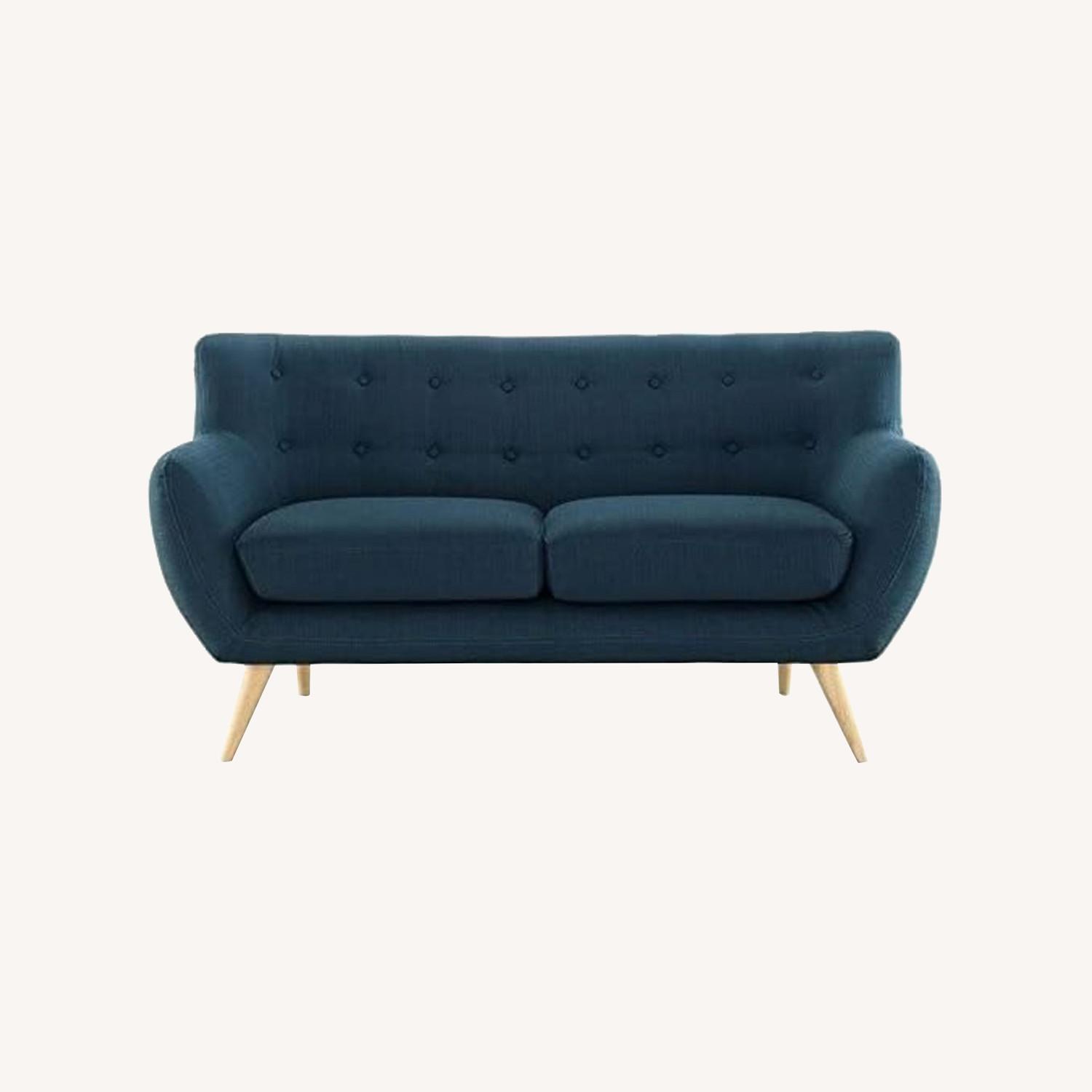 Midcentury Modern Blue Loveseat - image-0