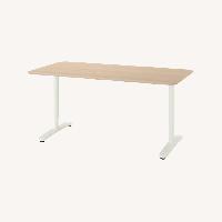 IKEA BEKANT Desk, White Stained Oak Veneer/White - AptDeco