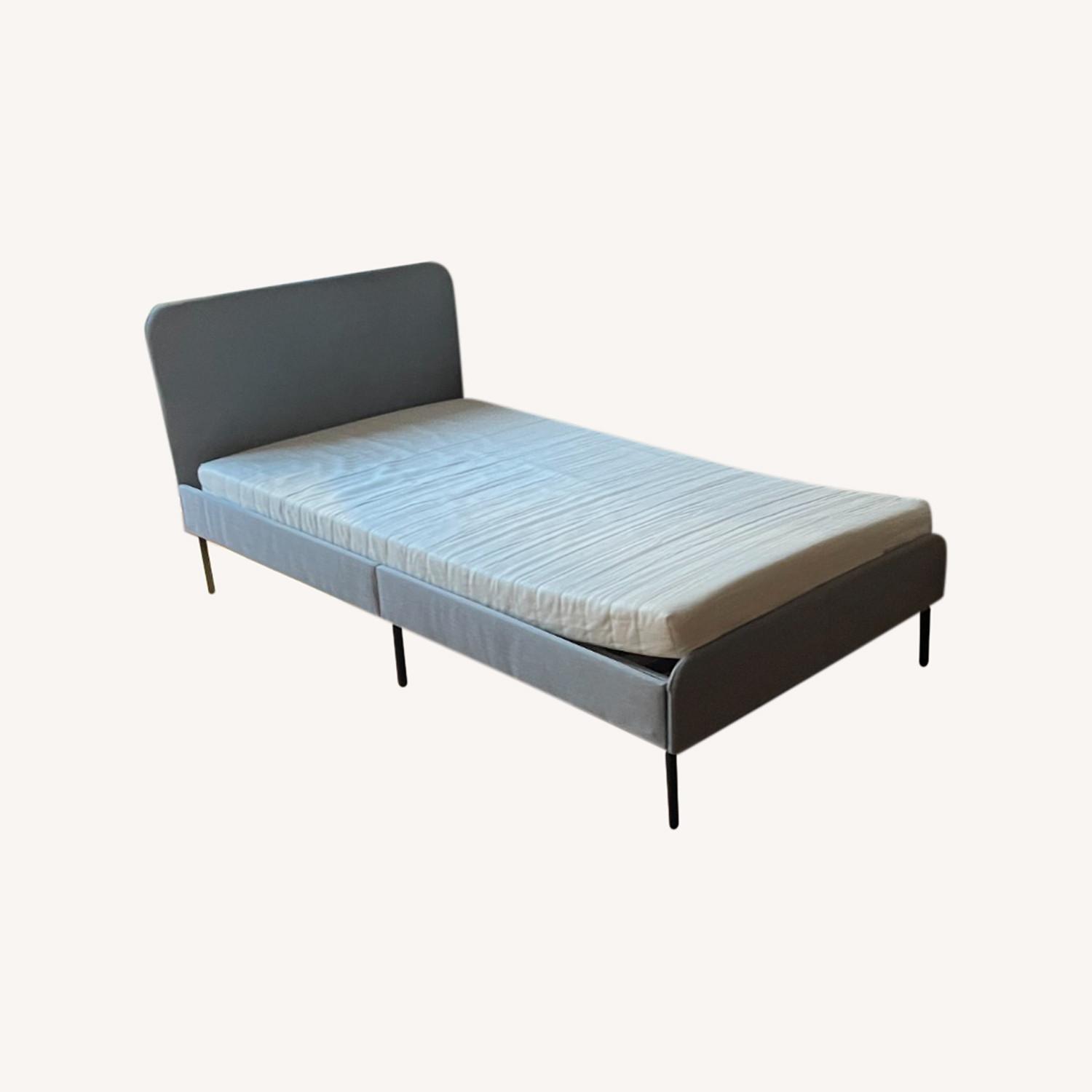 IKEA Slattum Upholstered Bed Frame in Light Gray - AptDeco