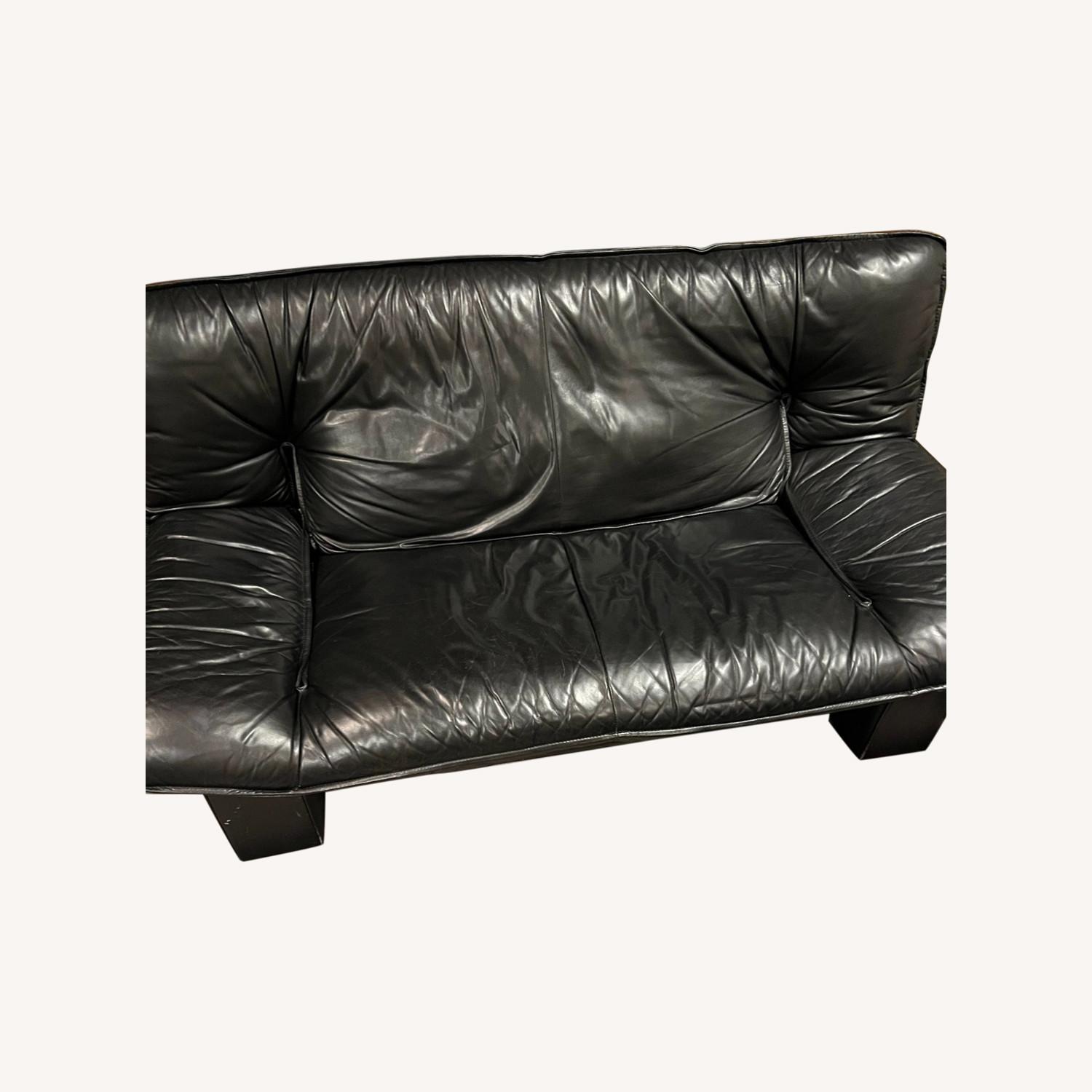 Black Leather Loveseat - image-0