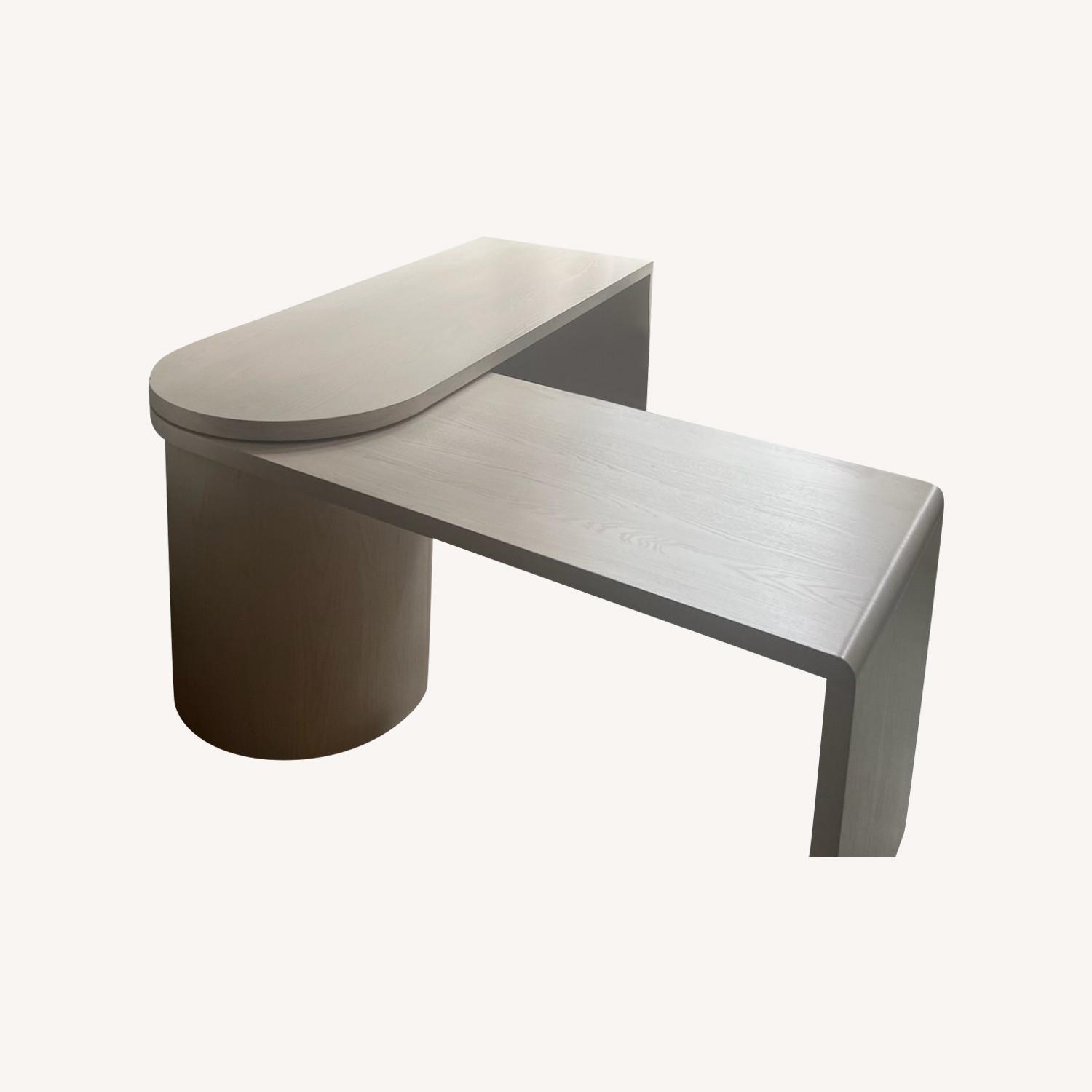 Crate & Barrel Twist Whitewashed Ash Wood Rotating Desk - image-0