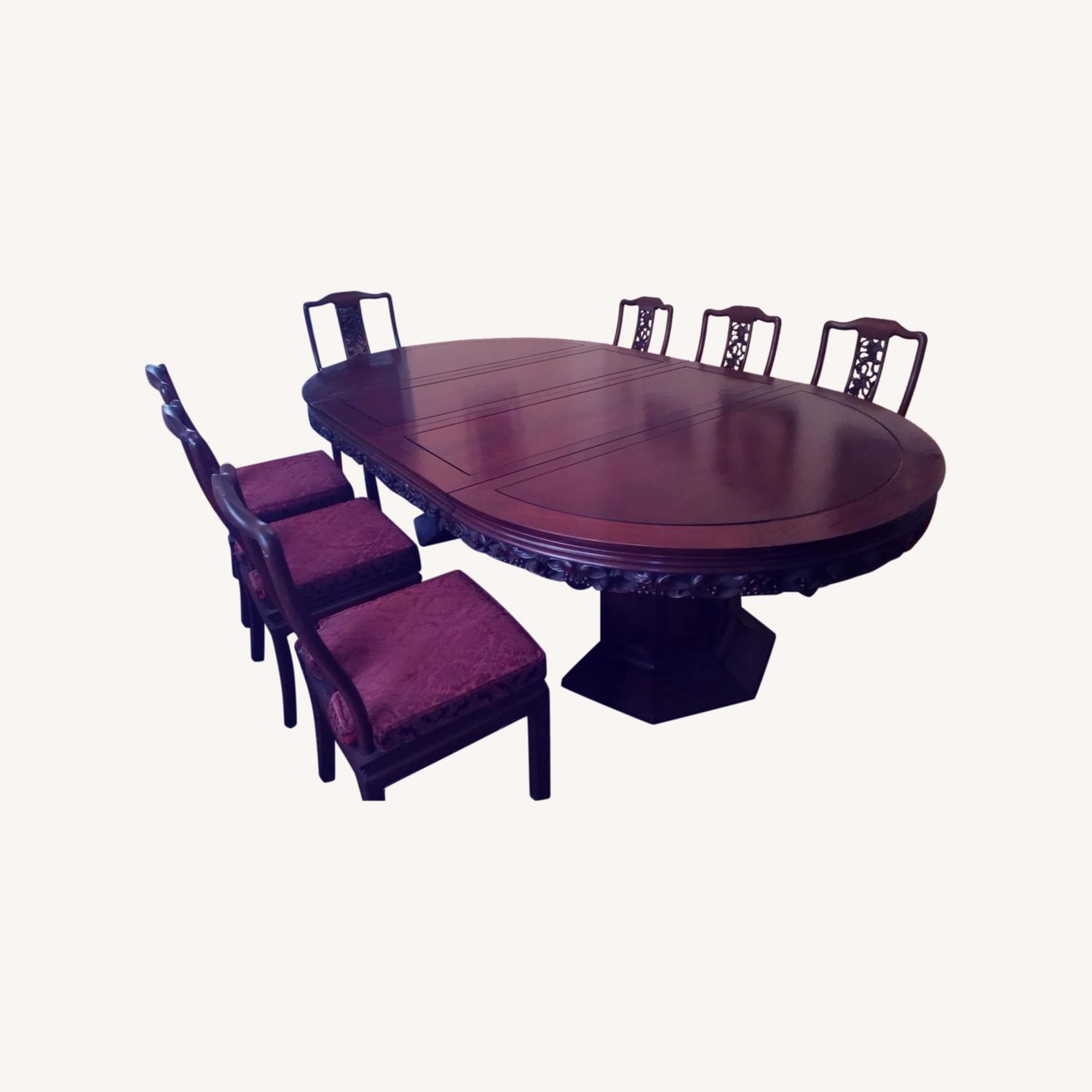 Hand Made Cherry Wood Dining Table with 6 Chairs - AptDeco