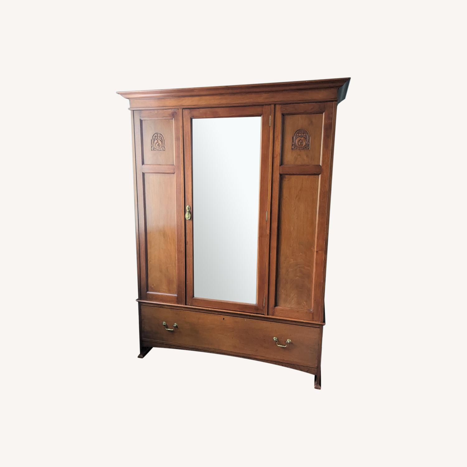 Antique Walnut Art Nouveau Wardrobe Armoire - image-0