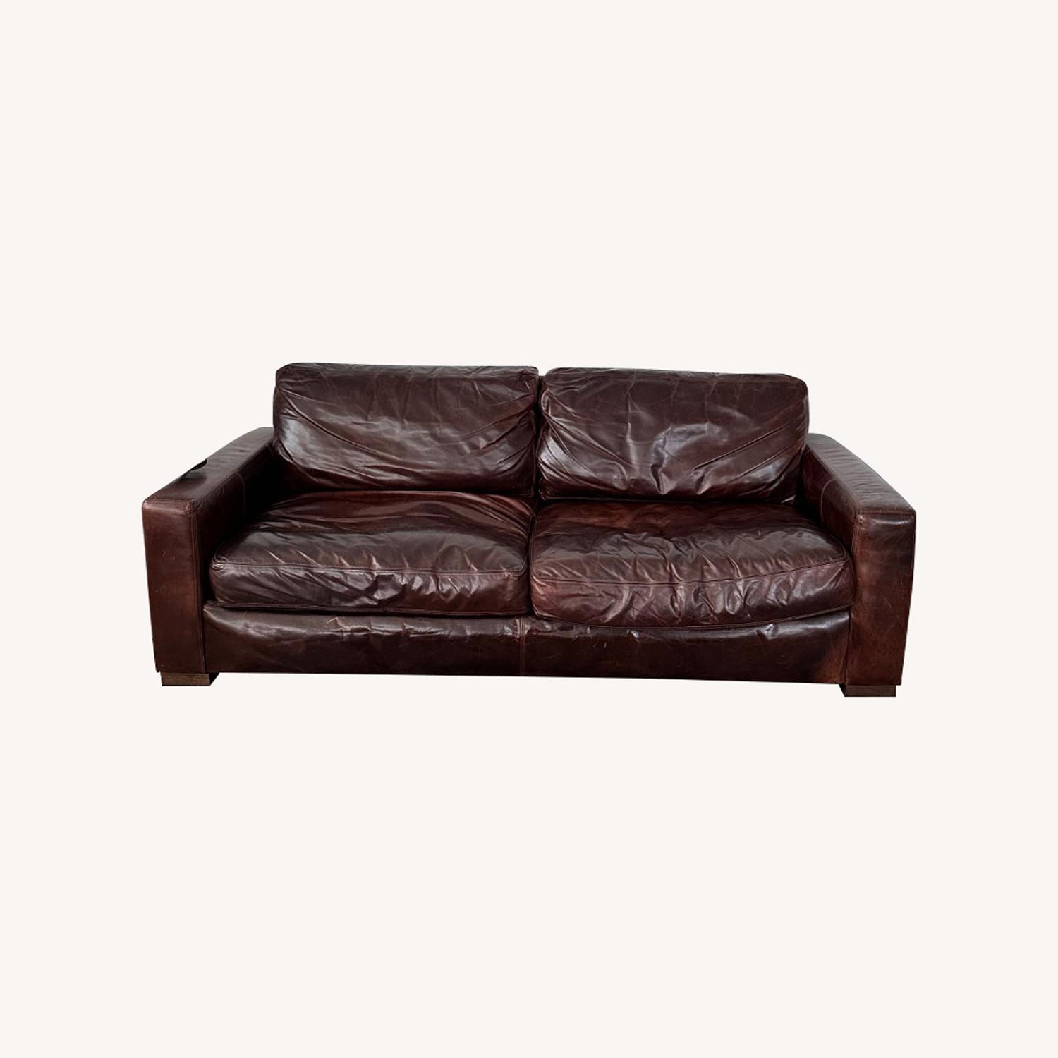 Restoration Hardware Italian Leather Sofa - image-0
