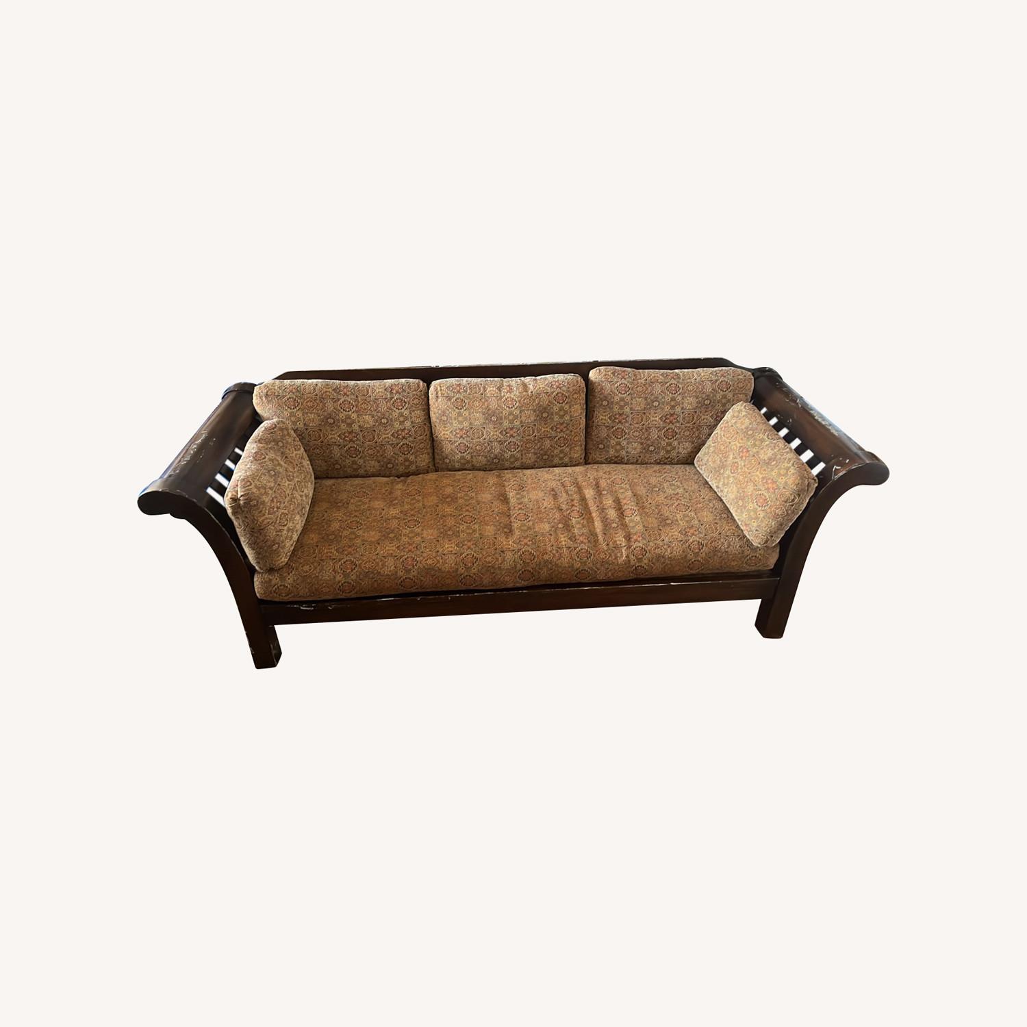 Antique Wood Frame Couch - image-0