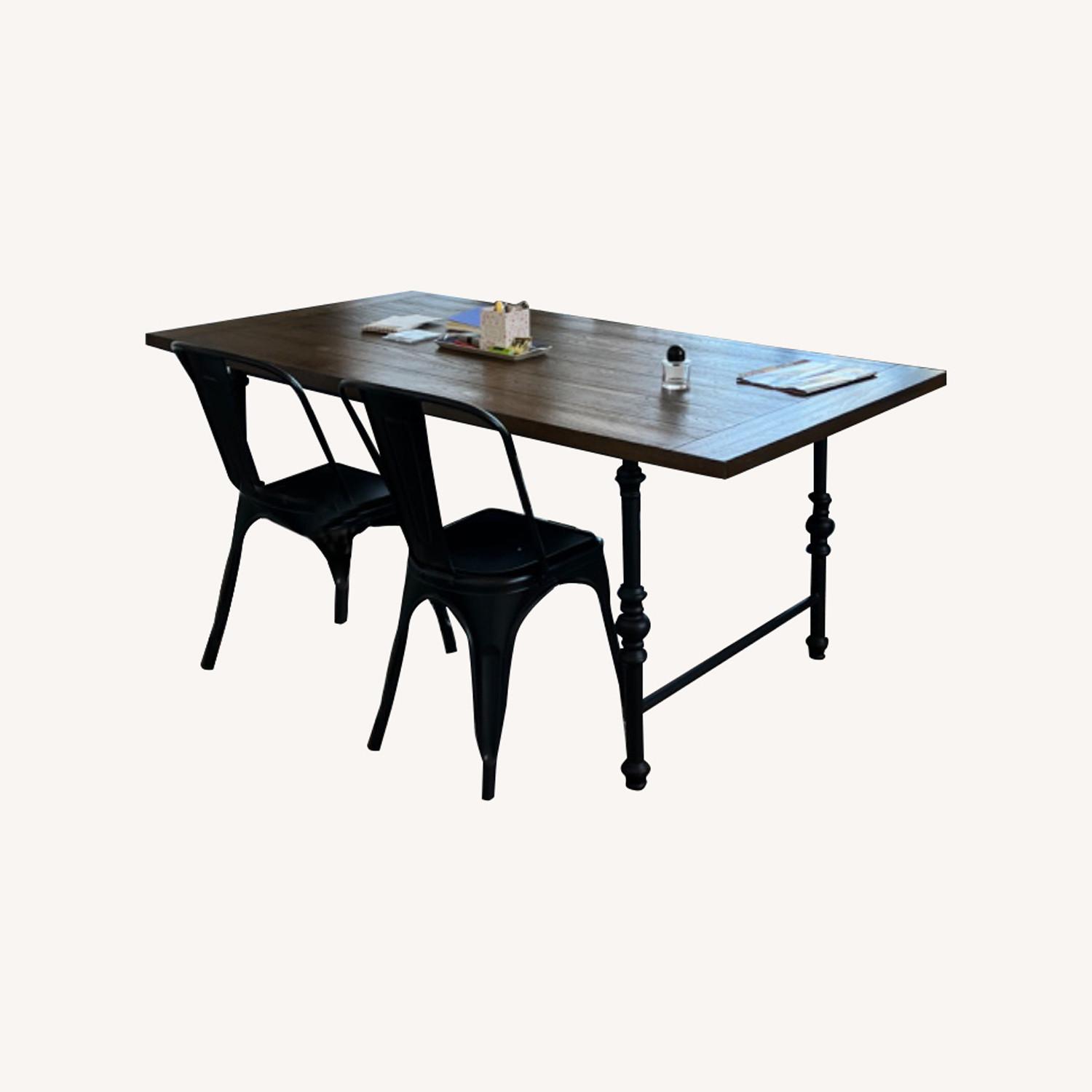 Dark Brown Wood Dining Table - image-0