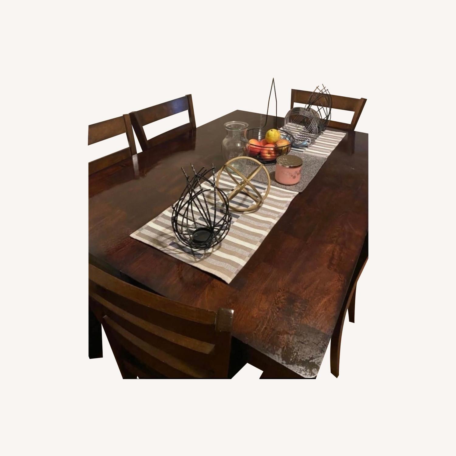 Bar Height 6 Seater Real Wood Dining Table Set - image-0