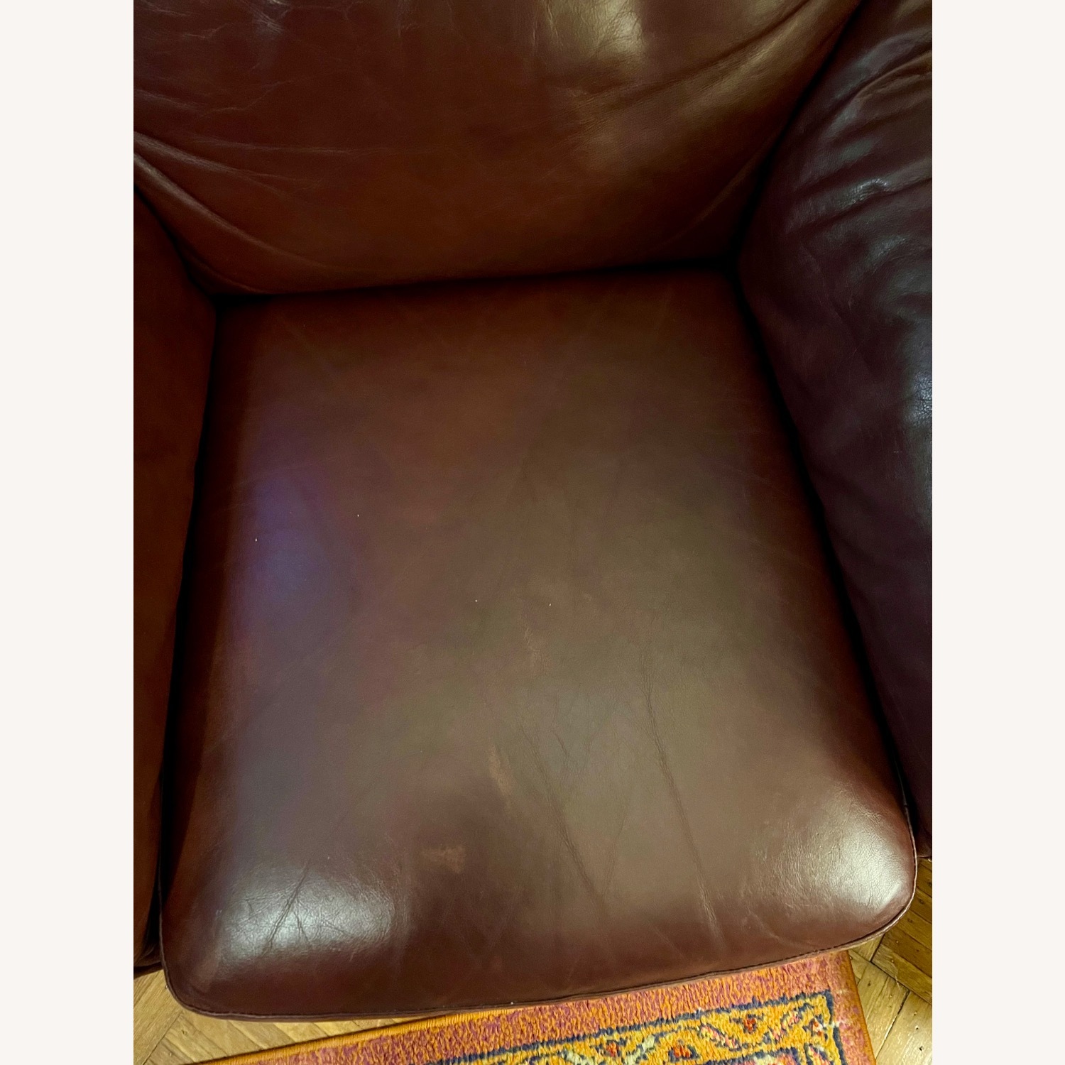 Vintage Italsofa Leather Overstuffed Chair/Ottoman - image-8