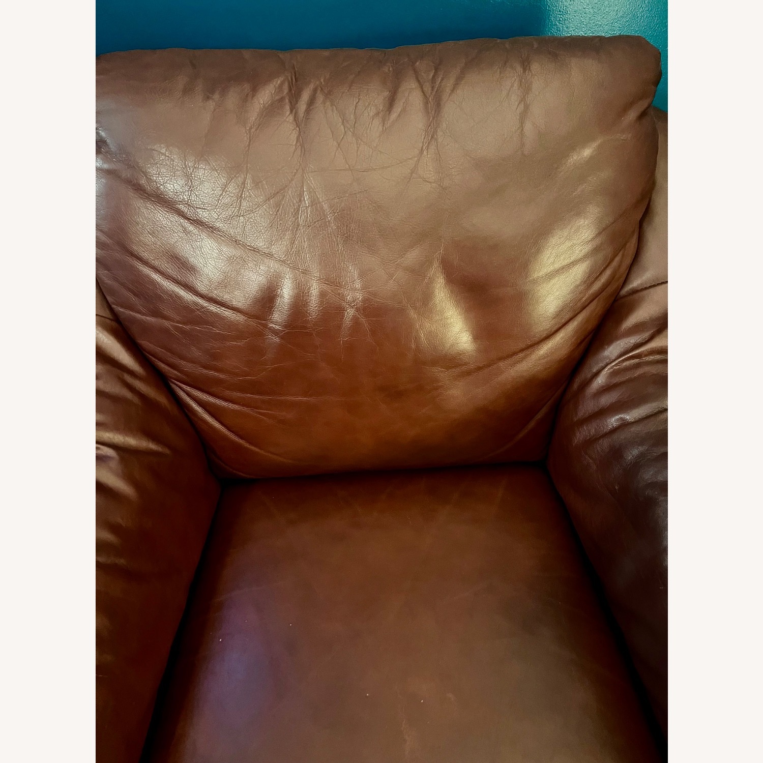 Vintage Italsofa Leather Overstuffed Chair/Ottoman - image-7