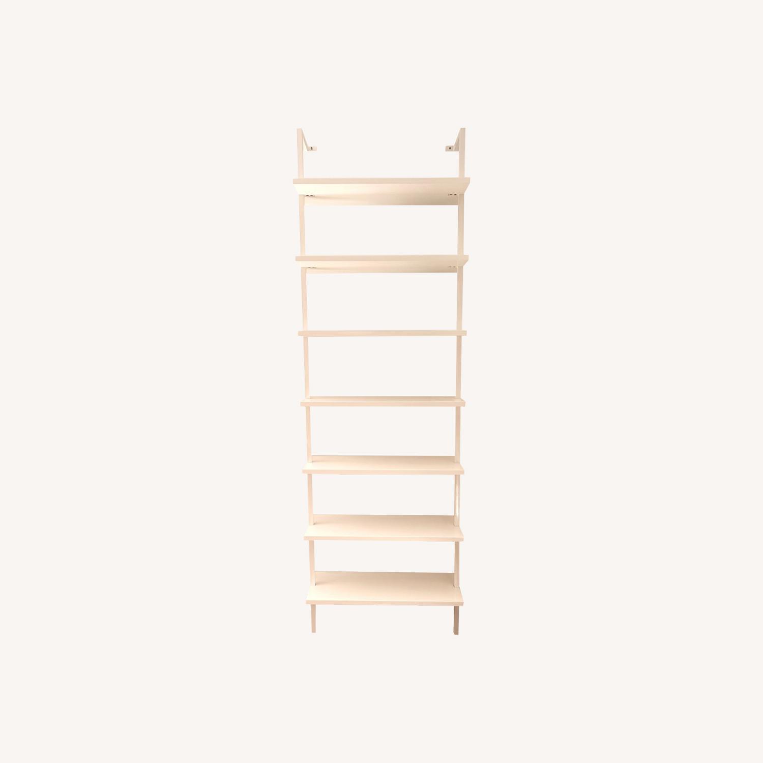CB2 White Wall Mount Stairway Bookcase - image-0