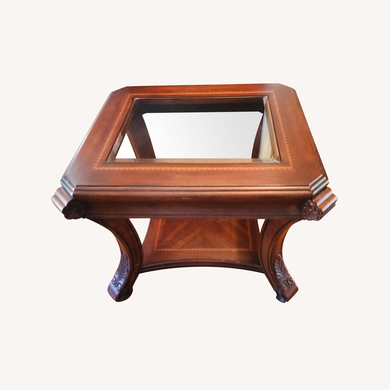 Solid Wood with Glass Pane and Floor Shelf - image-0