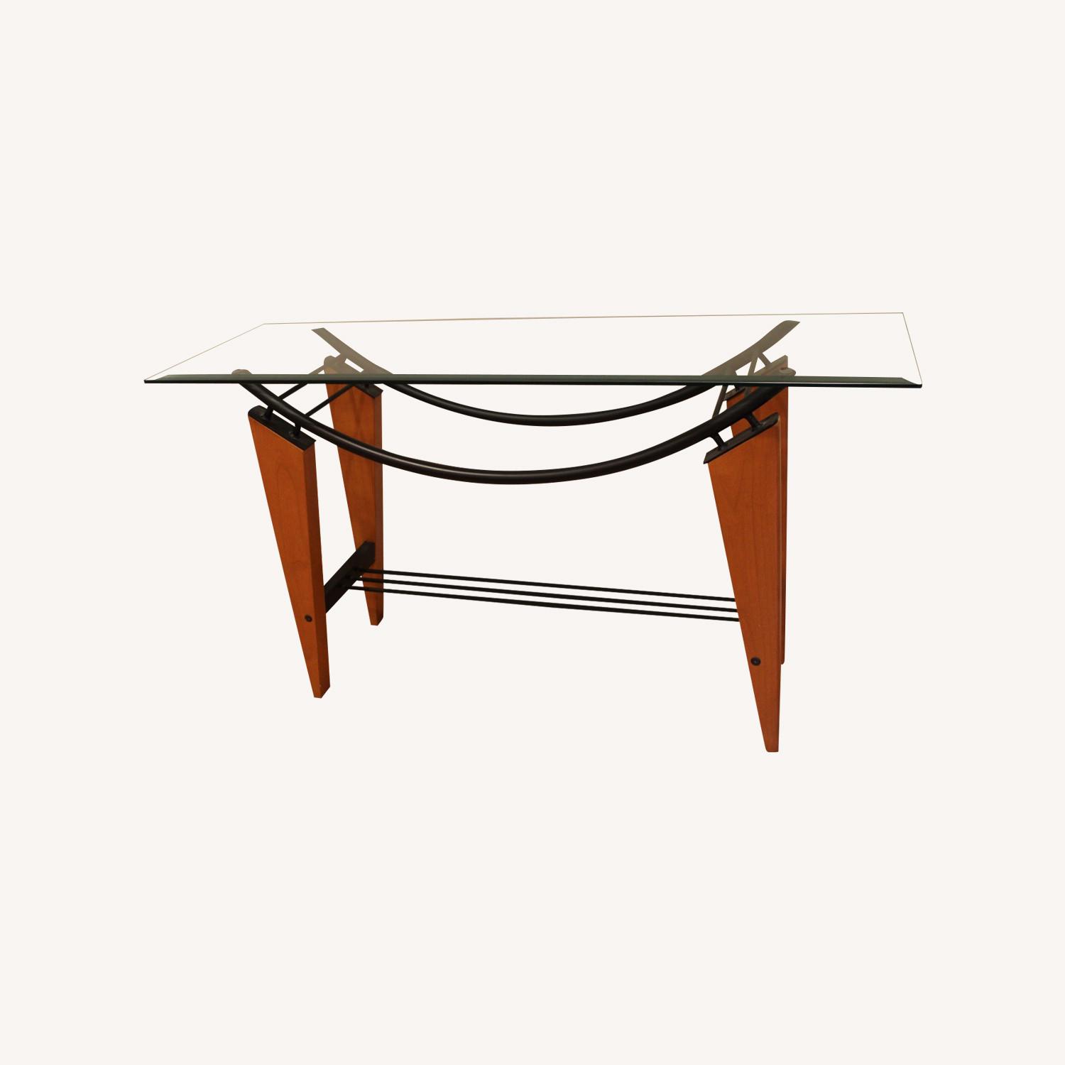 Glass and Wood Accent Table AptDeco