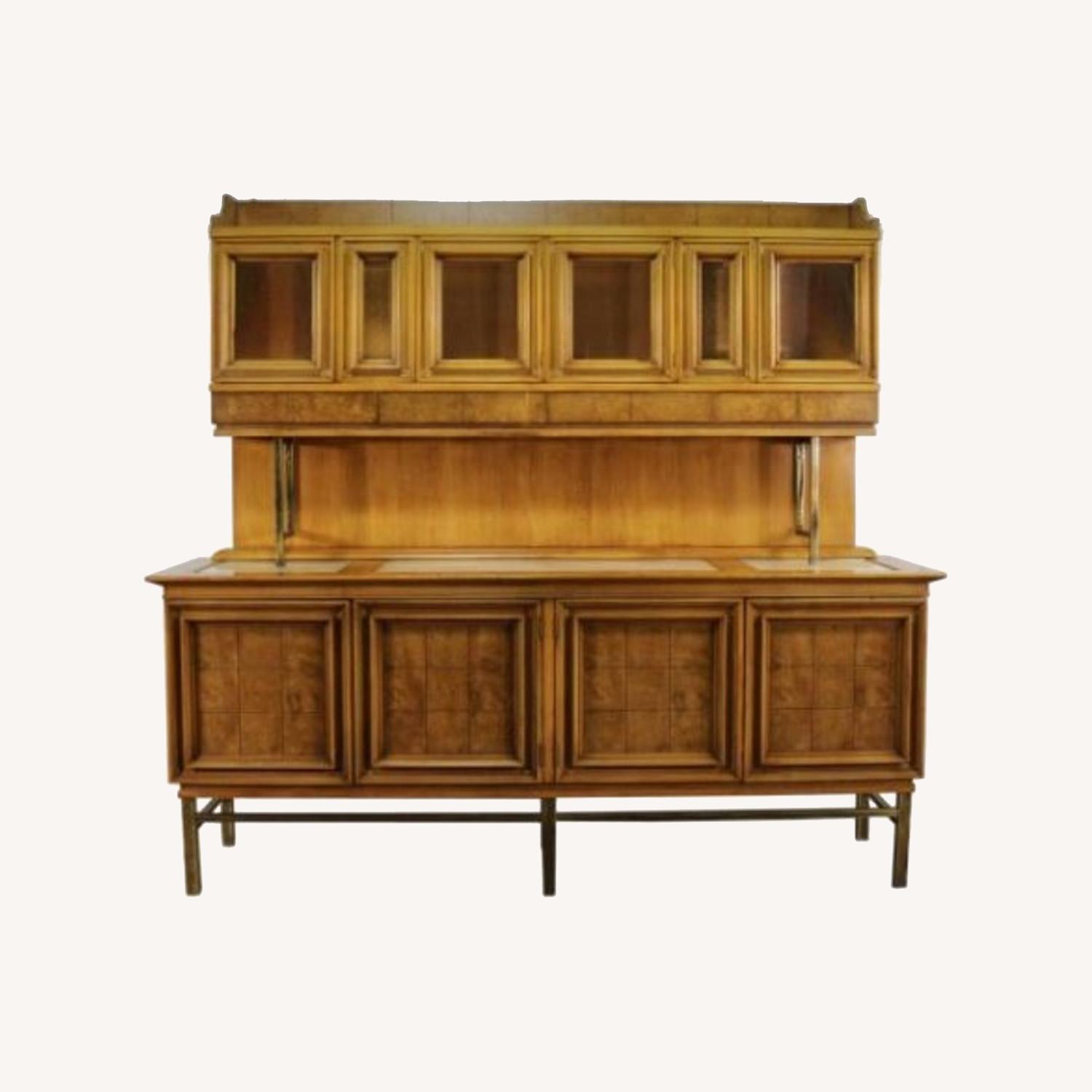 J.L Metz Weathered Cherry Credenza & Hutch - image-0