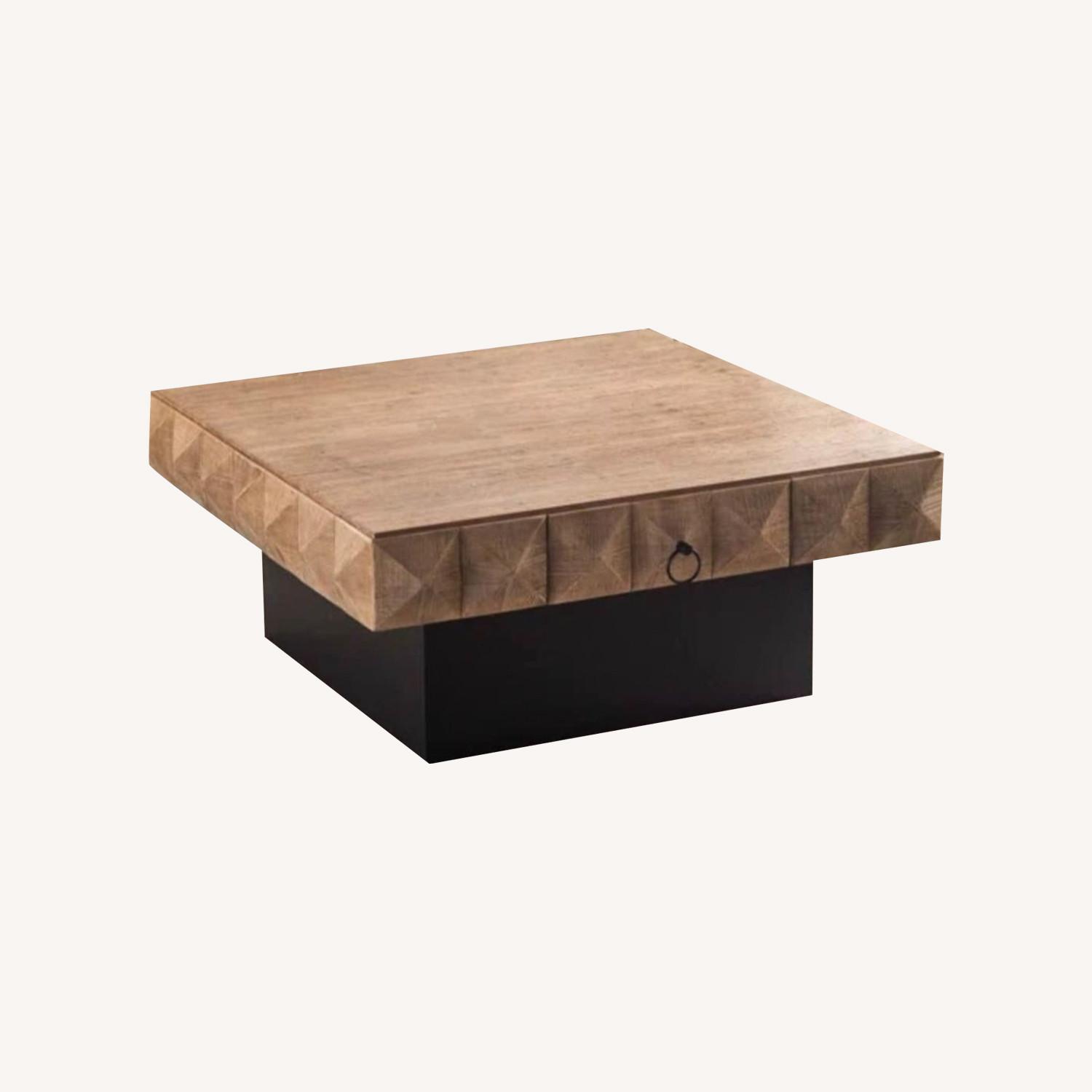 Embossed Square Pattern Retro Coffee Table - image-0