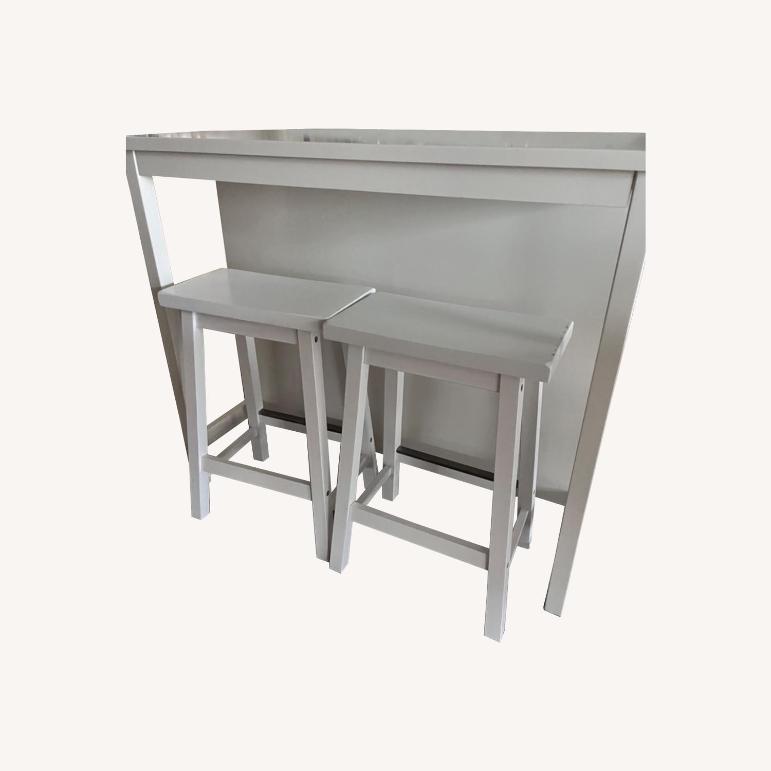 Pottery Barn Drake Kitchen Island with Amazon Stools AptDeco