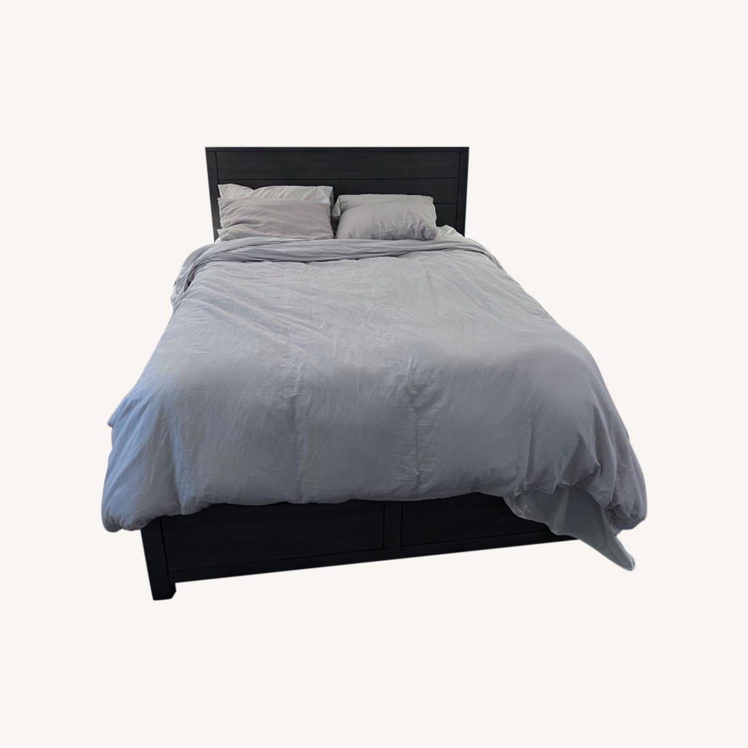 Macy's Queen Dark Wood Bed Frame - image-0