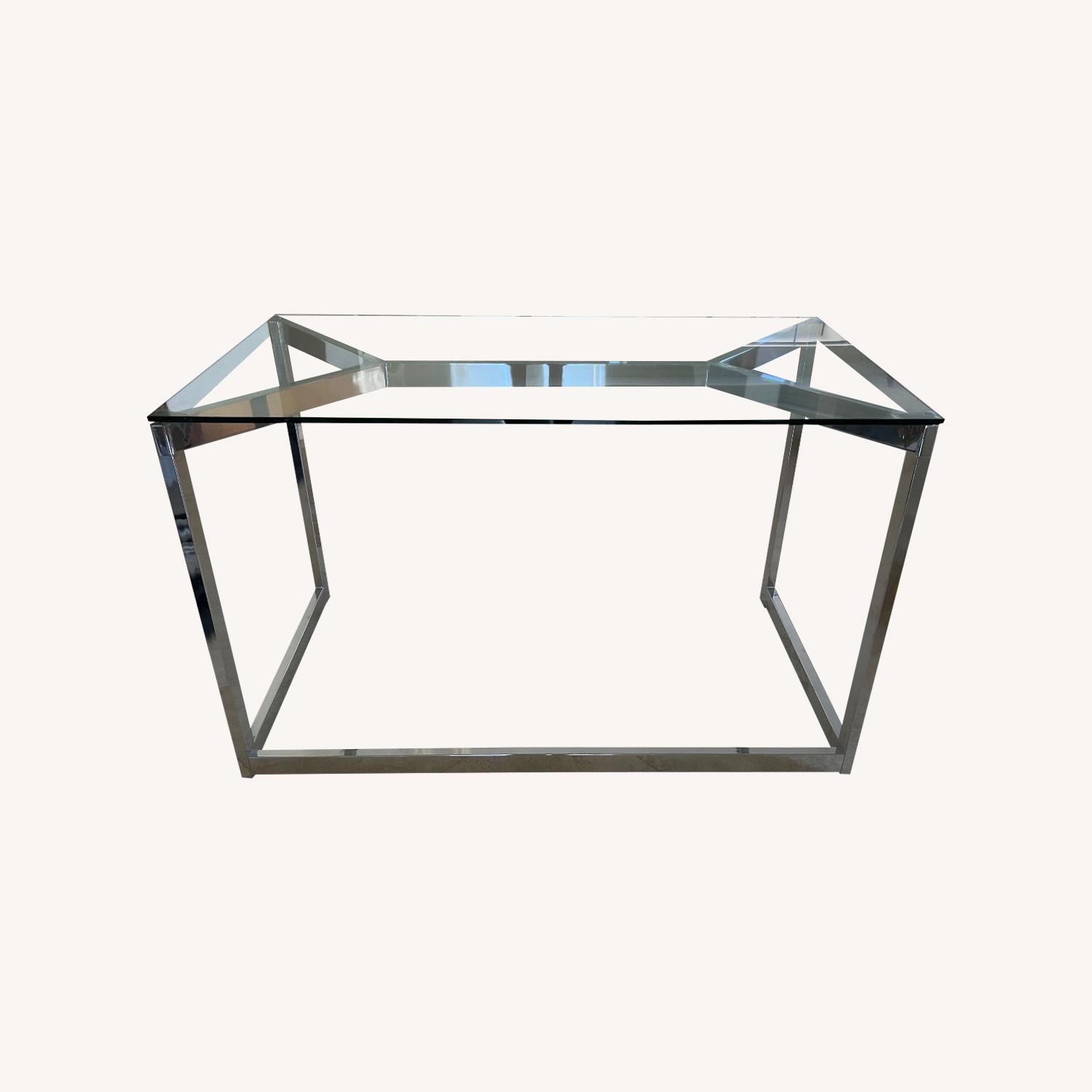 Metal and Nickel Desk with Glass Top AptDeco
