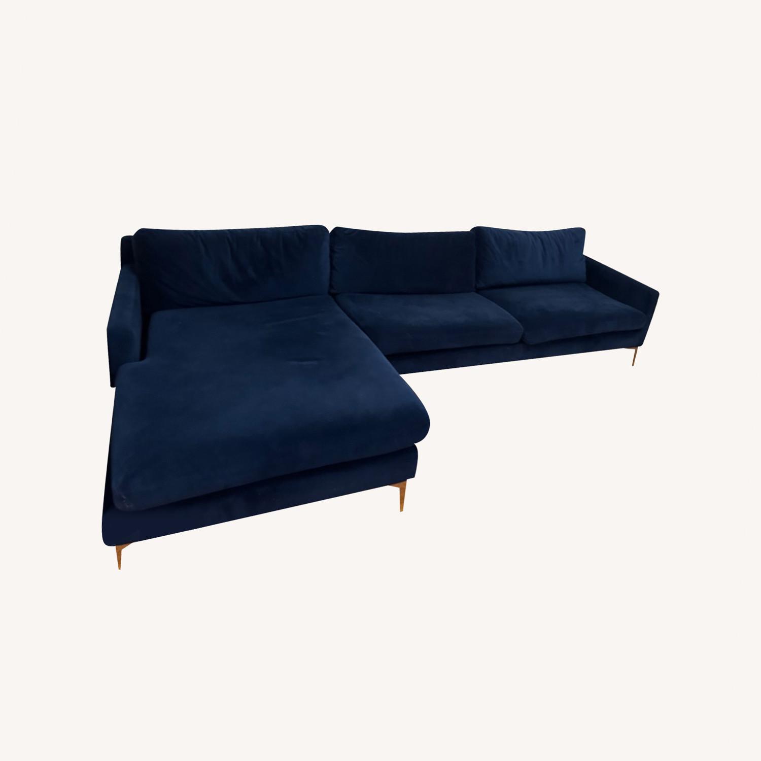 Wayfair Blue Sofa with Chaise AptDeco