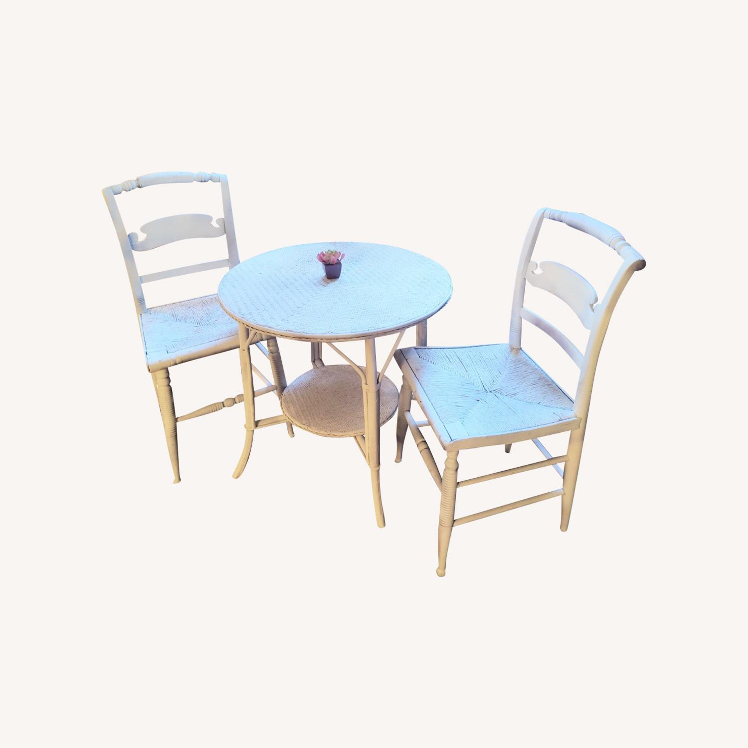 Vintage White Wicker Table Set AptDeco