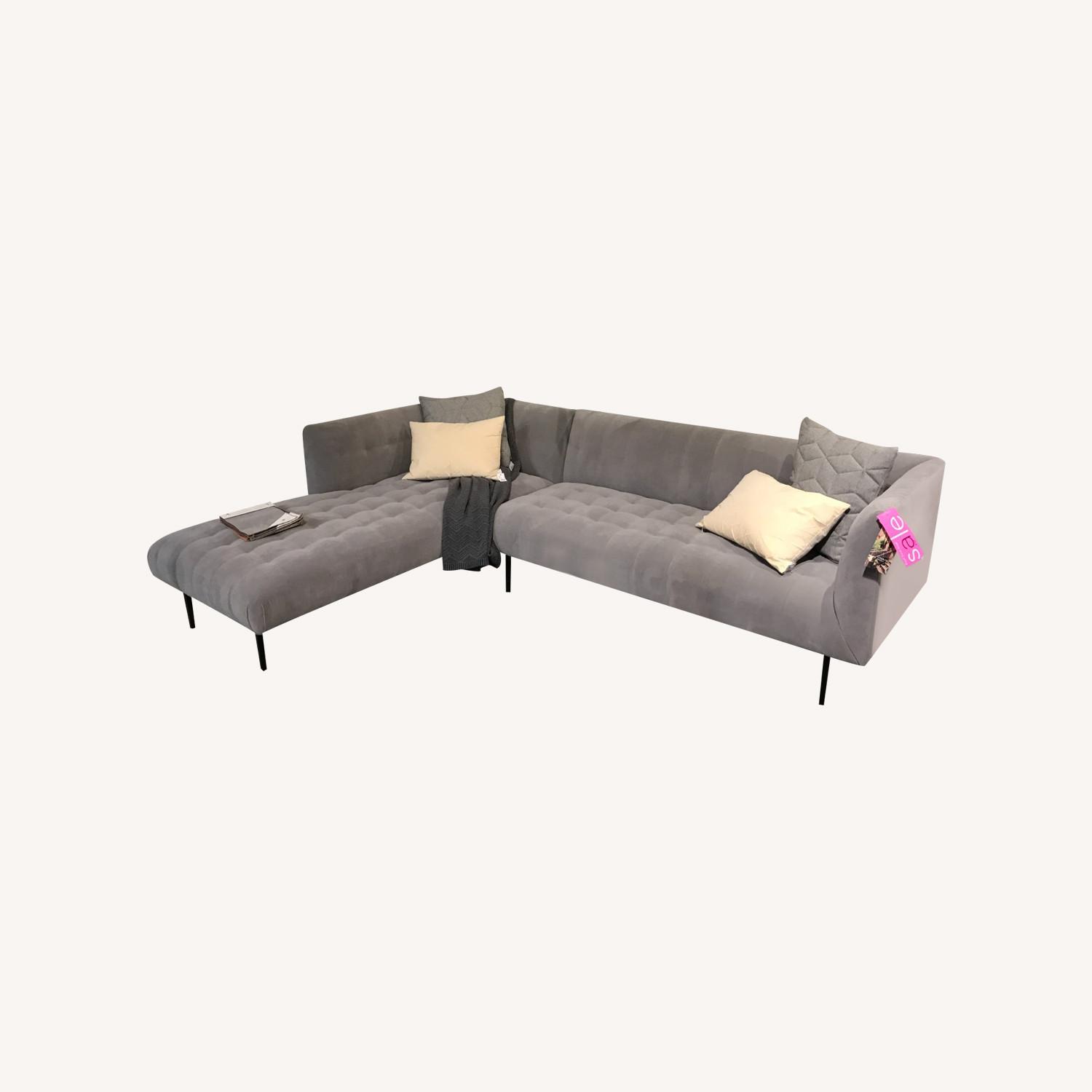 ABC Home Grey Velvet L-Sofa - image-0