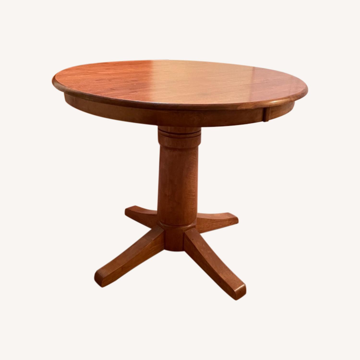 Solid Wood Tall Table and Swivel Chairs - image-0