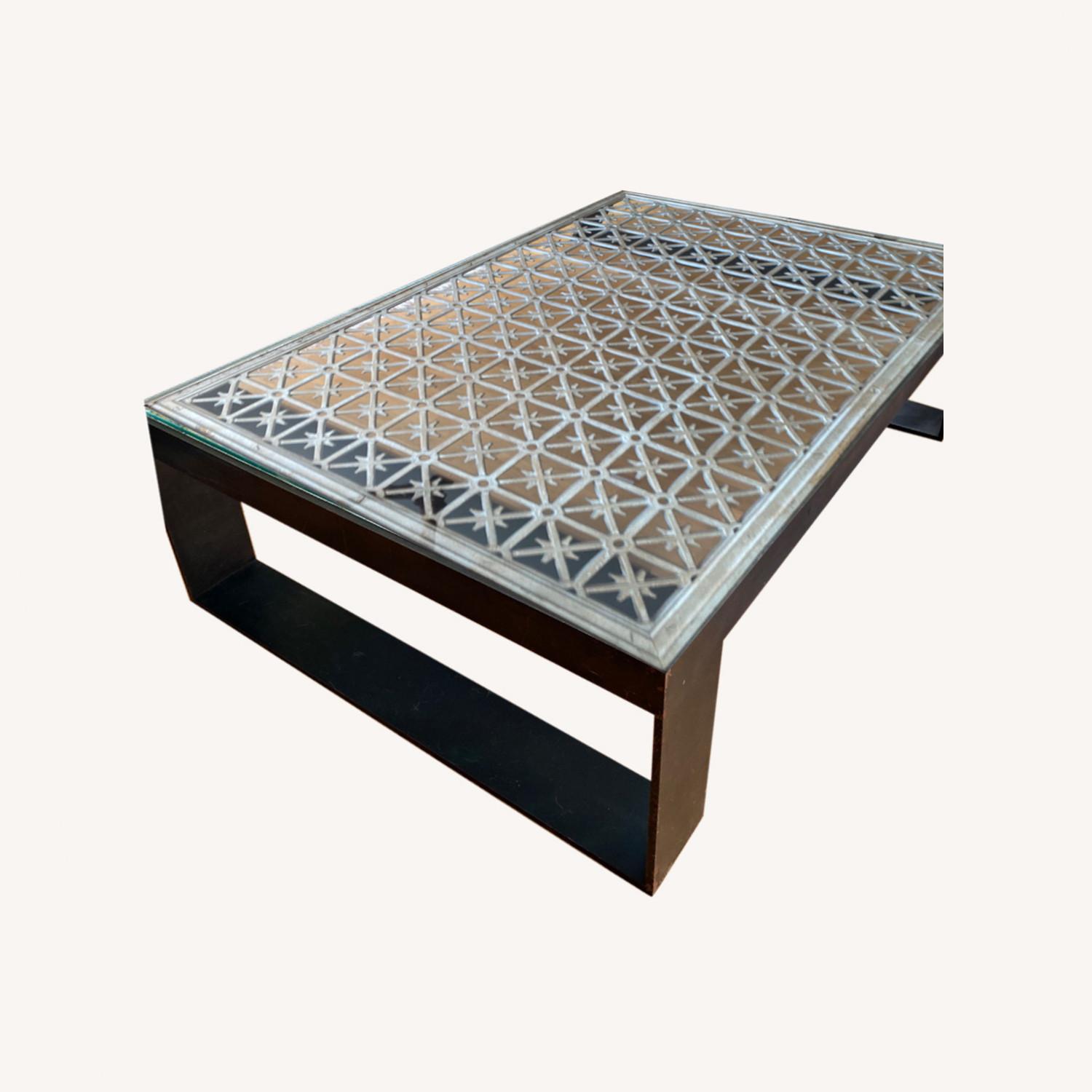 Massive Wrought-iron and Glass Coffee Table - image-0