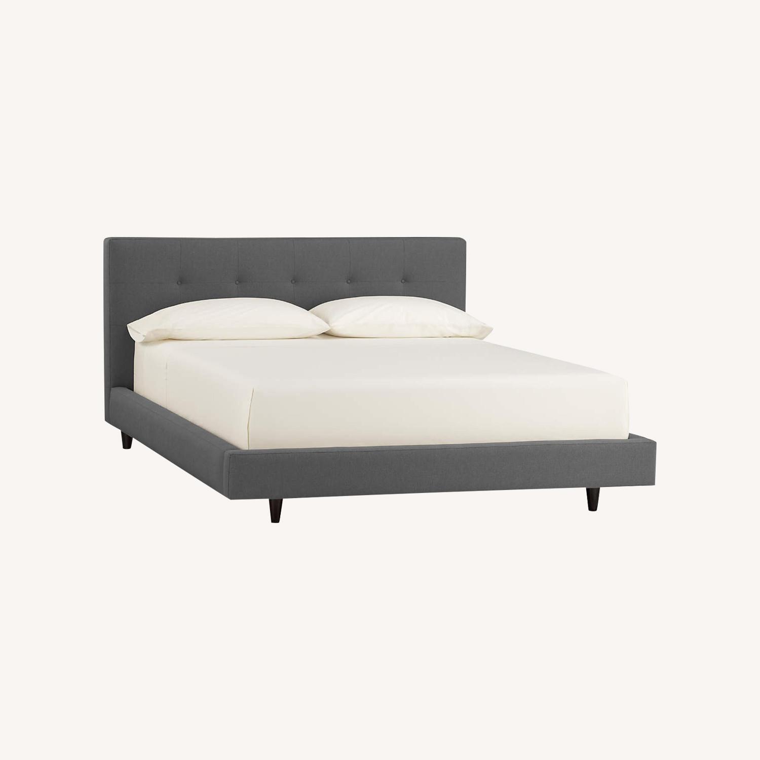 Crate & Barrel Tate Charcoal Queen Upholstered Bed - image-1