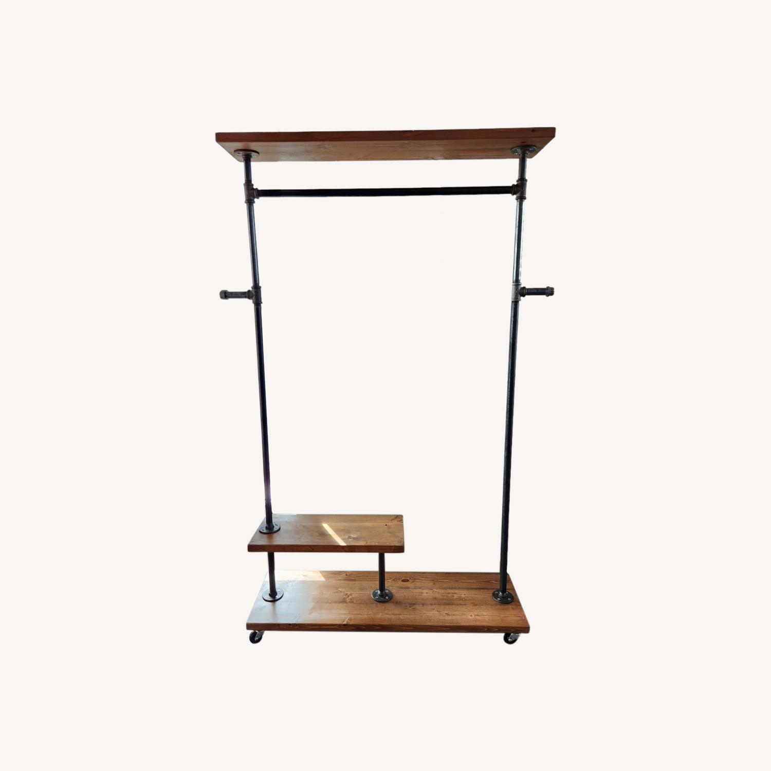 Reclaimed Wood Rolling Clothing Rack AptDeco