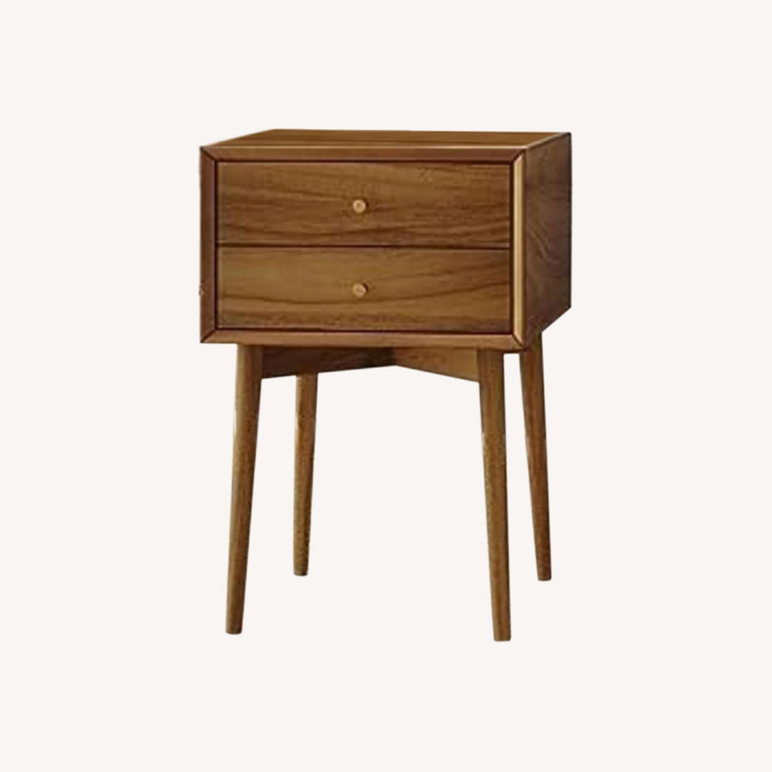 Oak Nightstand Side Table with Storage Drawers - image-0