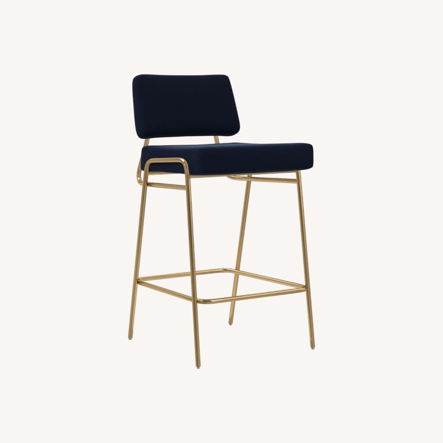 Blue Velvet Bar Stools - AptDeco