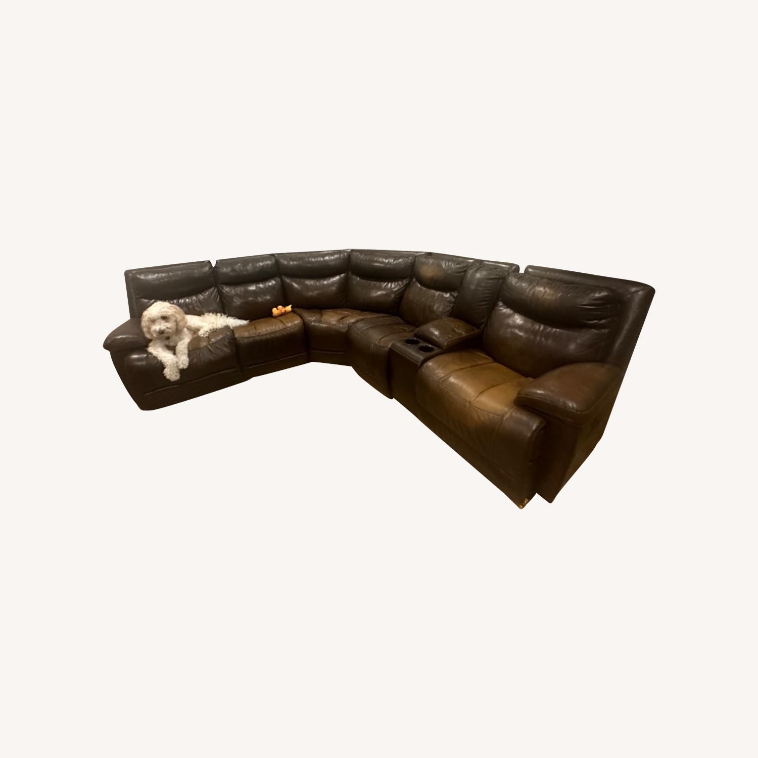Ashley Power Reclining Leather Sectional - image-0