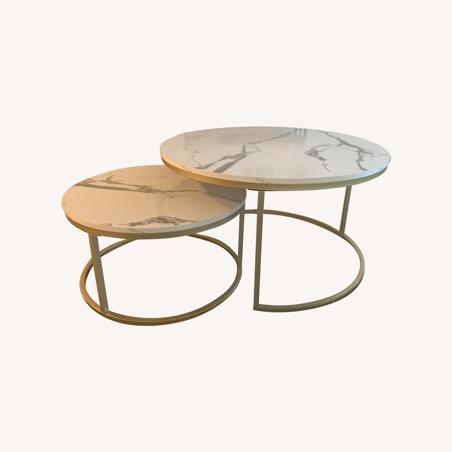 Wayfair White Marble Gold Steel Nesting Coffee Tables AptDeco