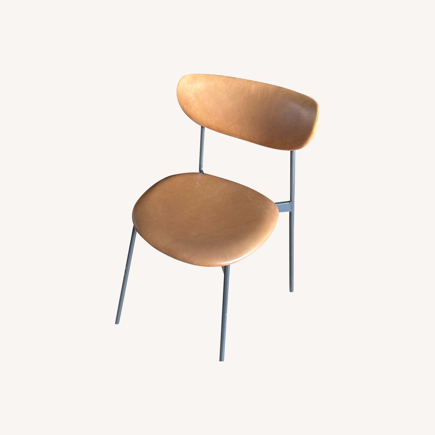 West Elm Mid-Cent Mod Petal Leather Dining Chair - image-0