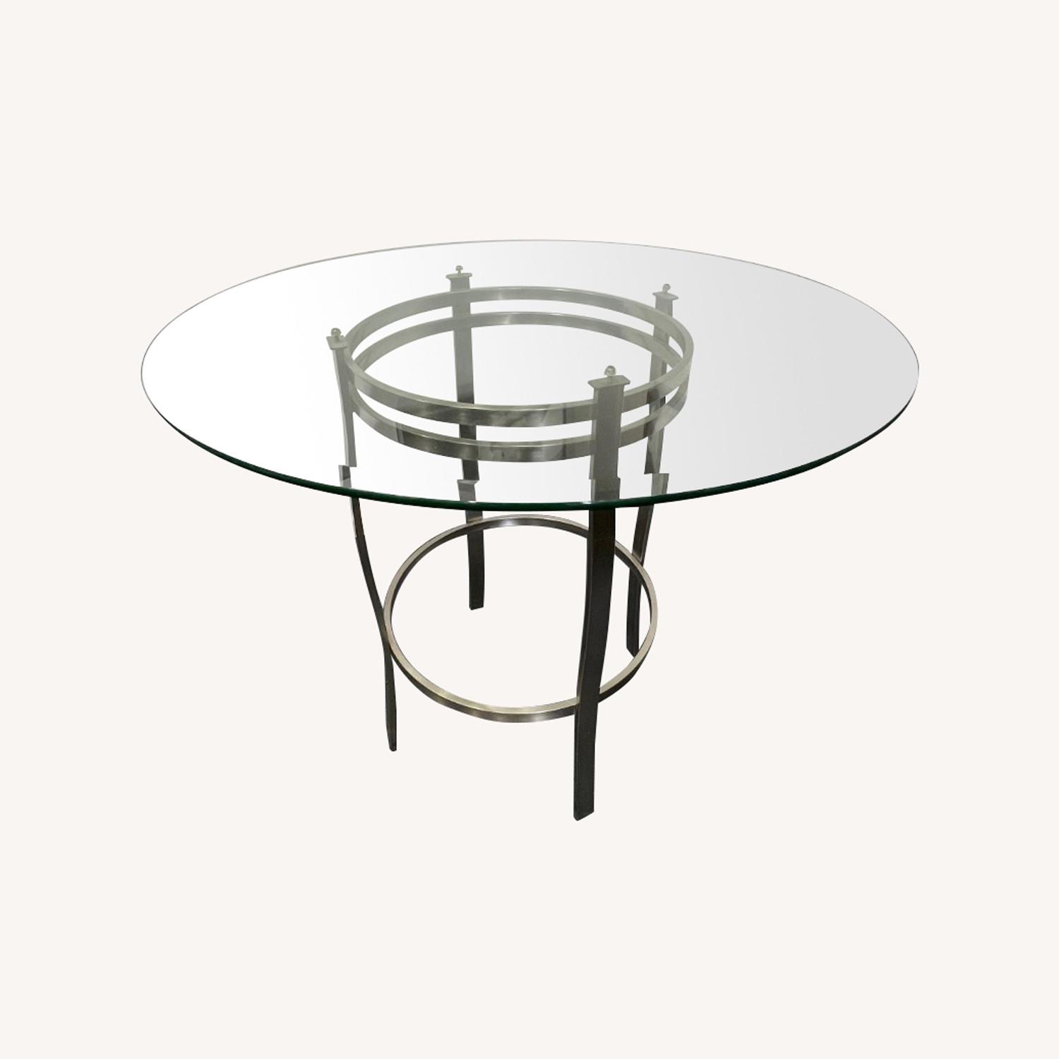 Fortunoff 36" Counter Height Glass and Pewter Dining Table AptDeco