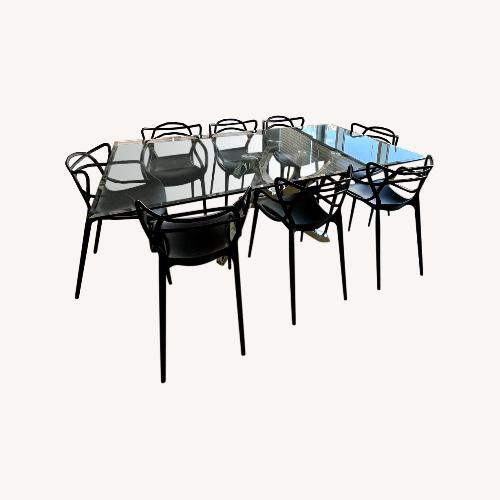 House of Hampton Modern Glass Pedestal Dining Table AptDeco