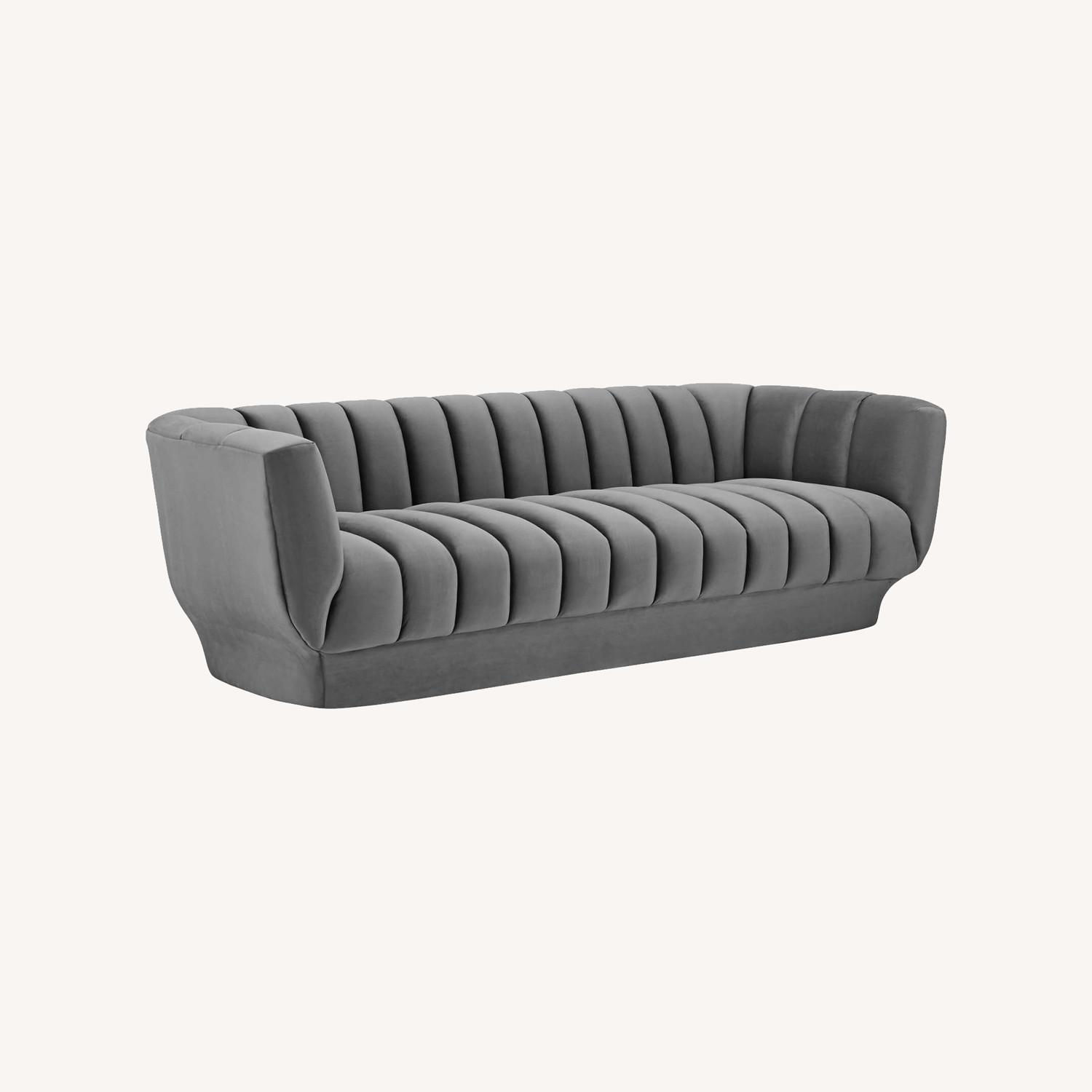 Retro Modern Sofa In Gray Velvet Finish AptDeco