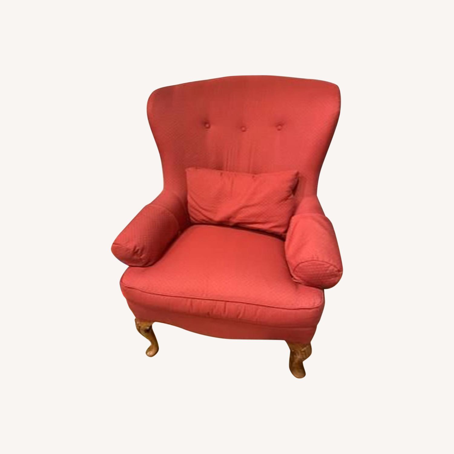 French Style Wing Chair With Carved Legs AptDeco