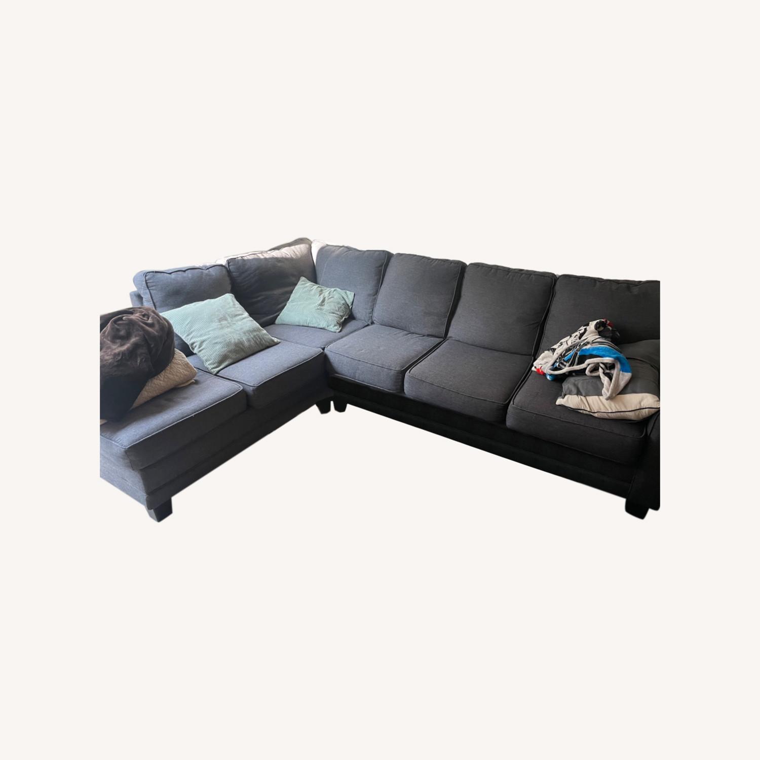 Wayfair Dark Grey/Blue Sectional Sofa - image-0