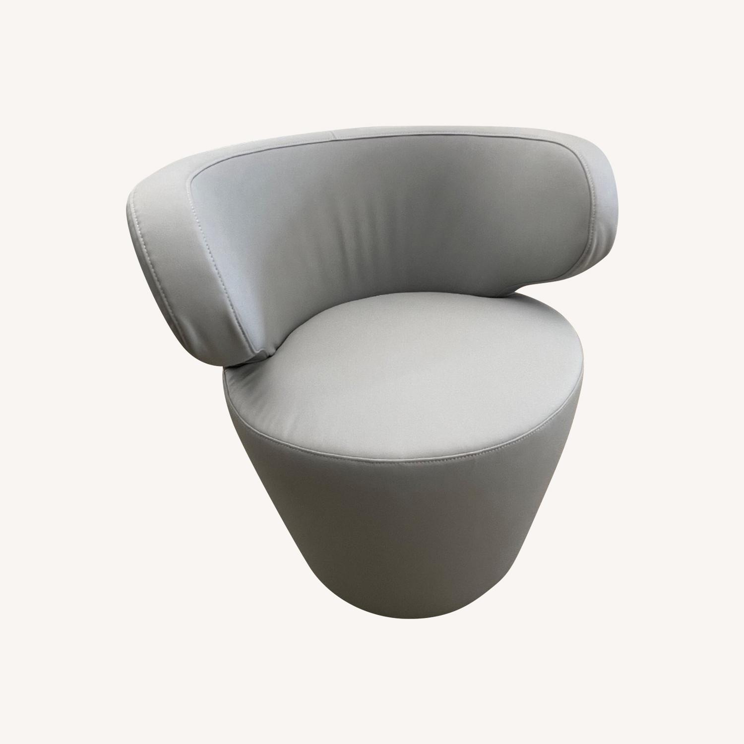 Elegant Grey Eco Leather Accent Chairs - image-0