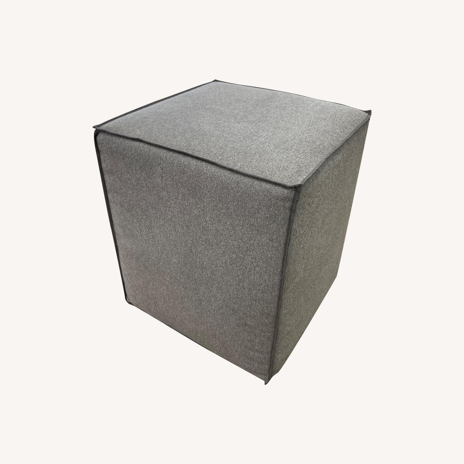 Grey Fabric Ottoman - image-0